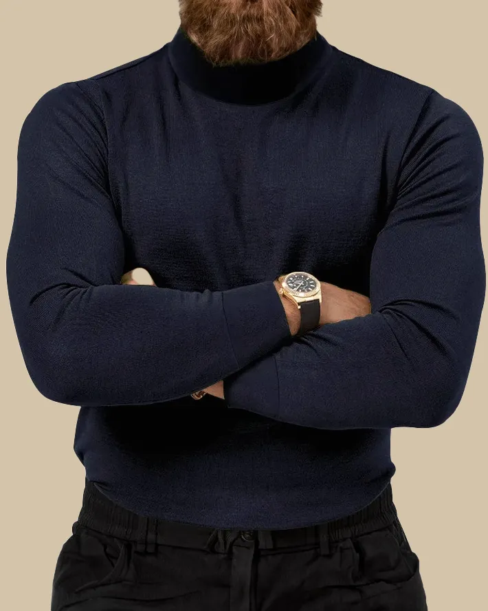 Men Viscose Slim Fit Turtleneck