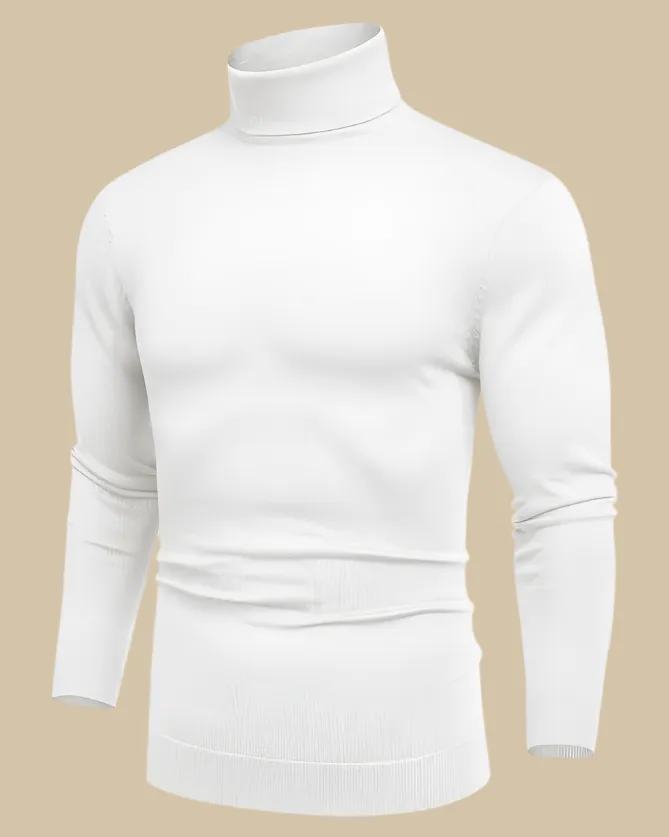 Men Viscose Slim Fit Turtleneck