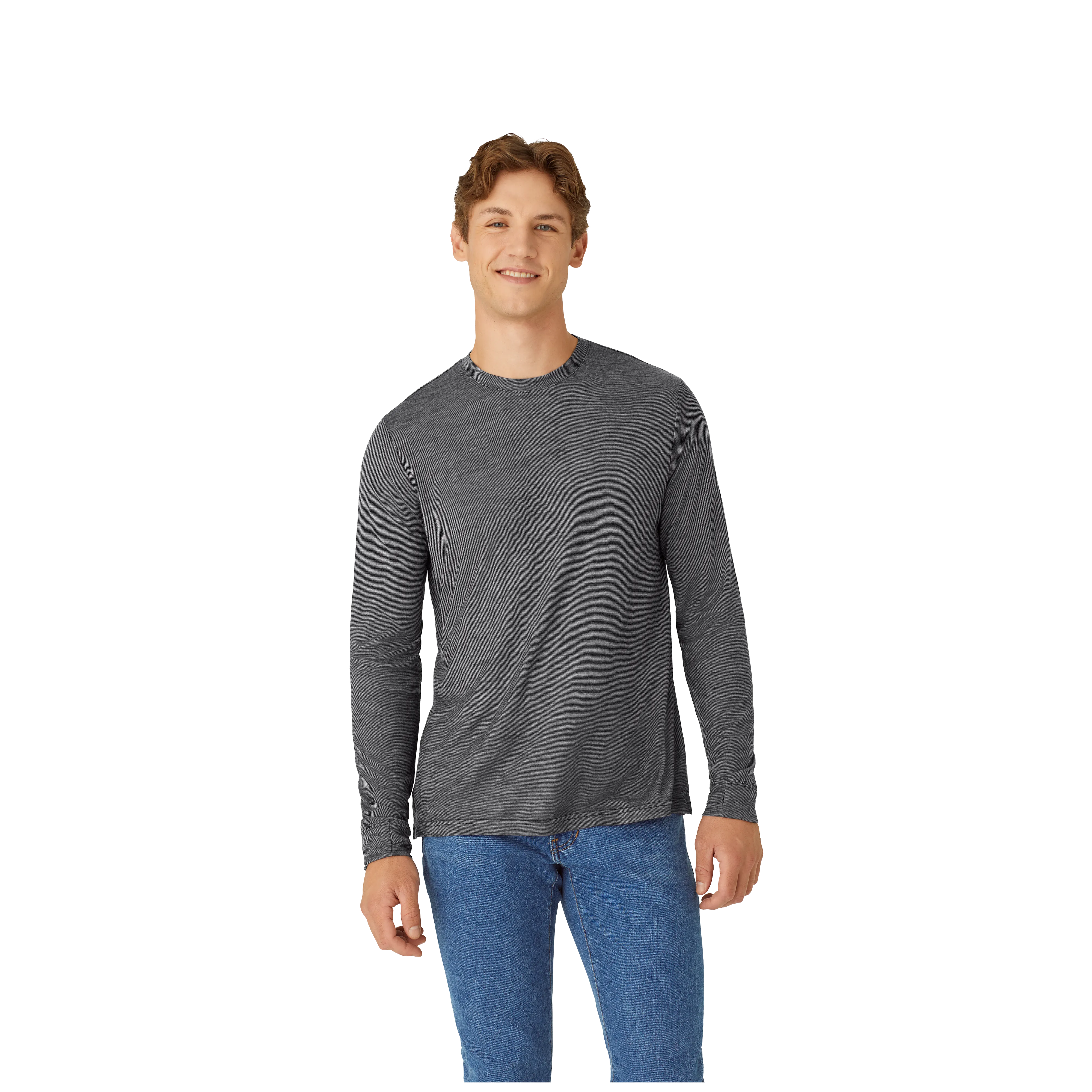 Men's Merino Wool Blend Crew Neck Long Sleeve T-Shirt