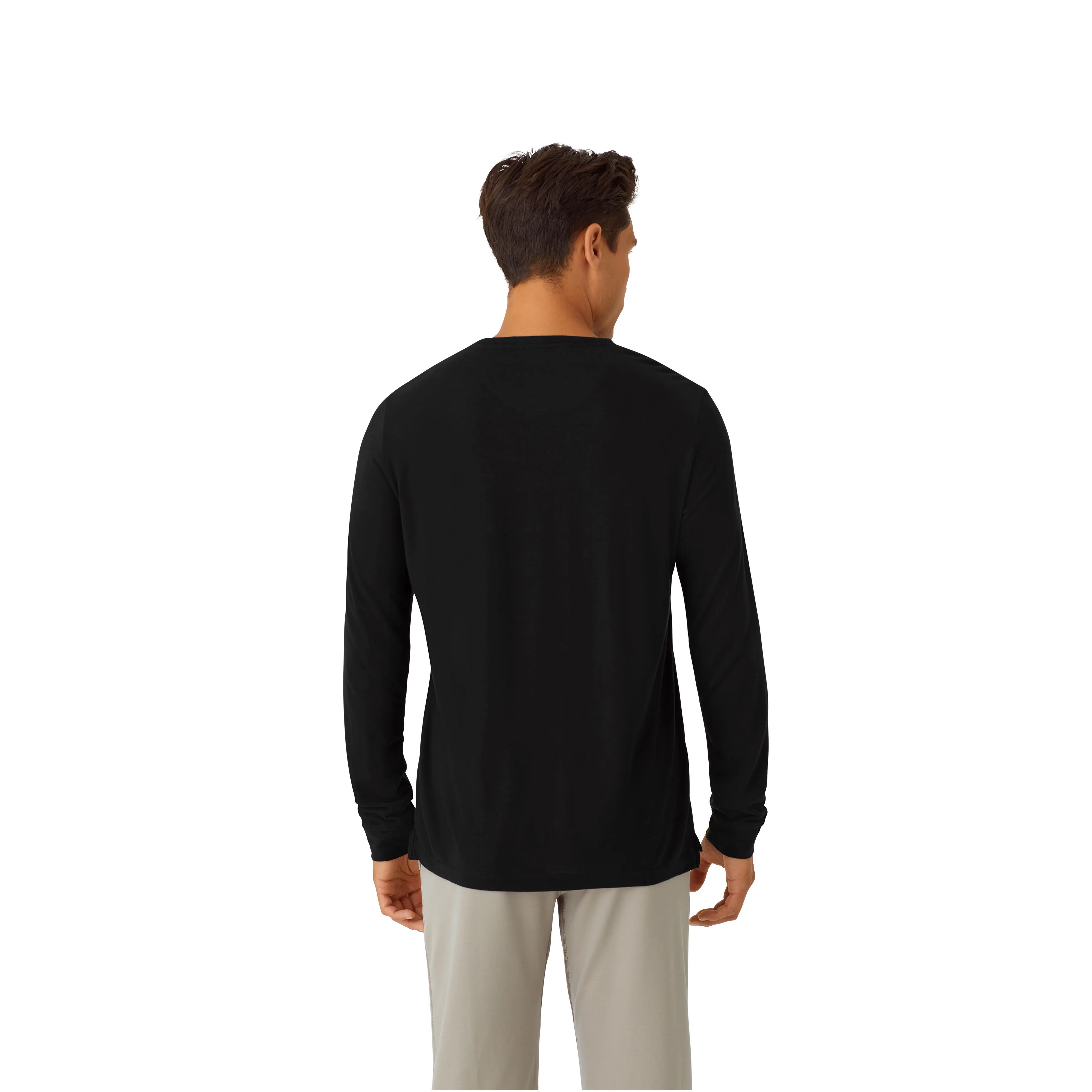 Men's Merino Wool Blend Crew Neck Long Sleeve T-Shirt