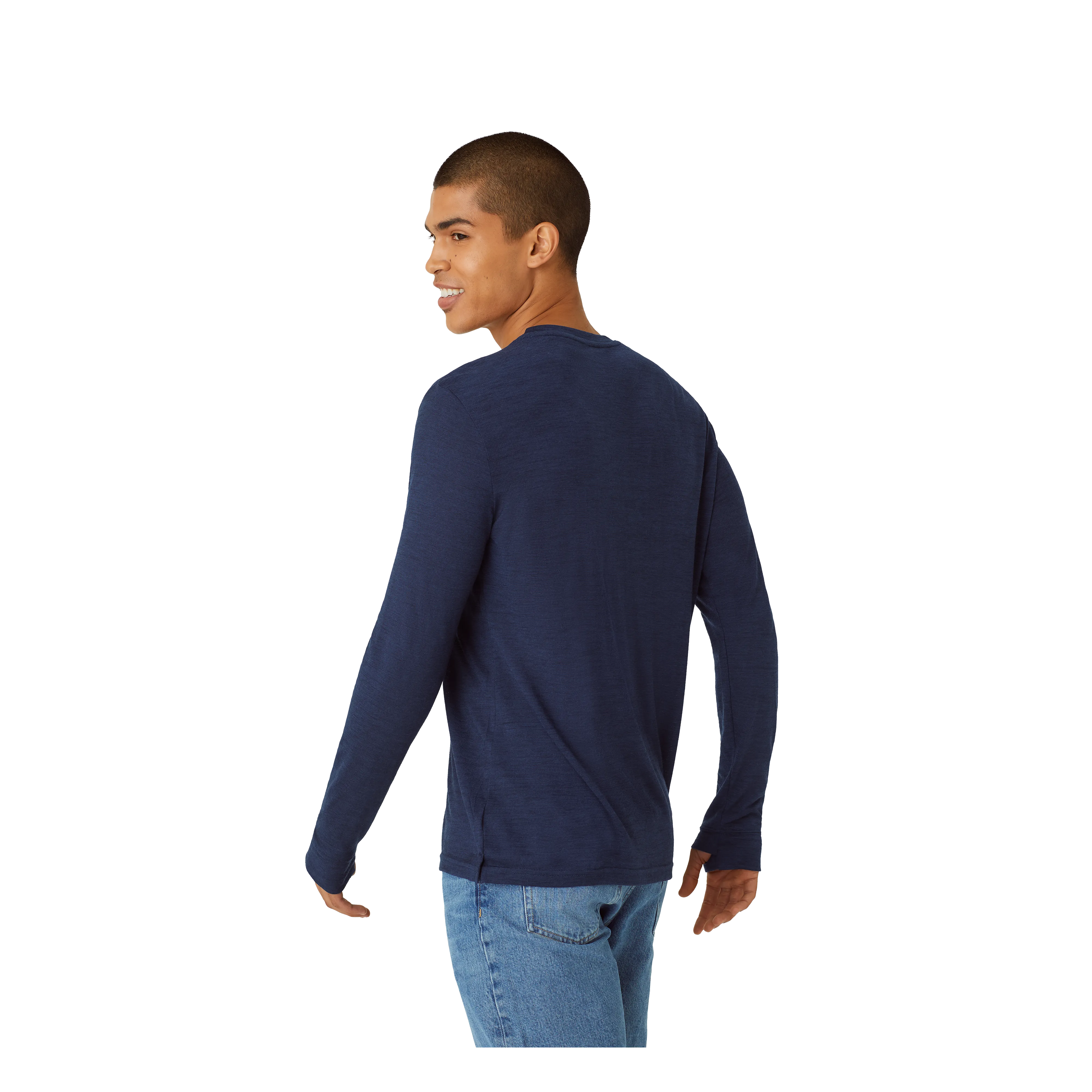 Men's Merino Wool Blend Crew Neck Long Sleeve T-Shirt