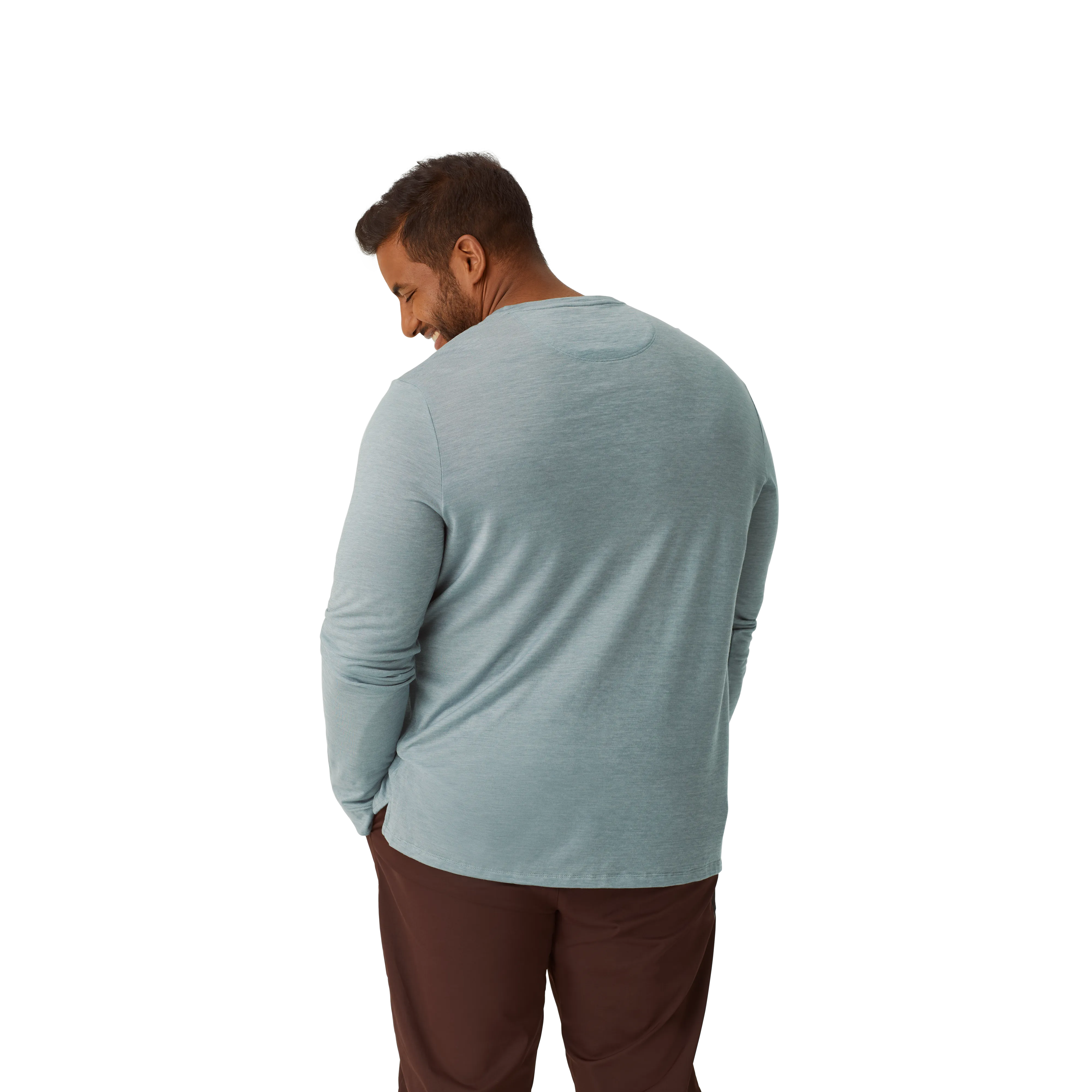 Men's Merino Wool Blend Crew Neck Long Sleeve T-Shirt