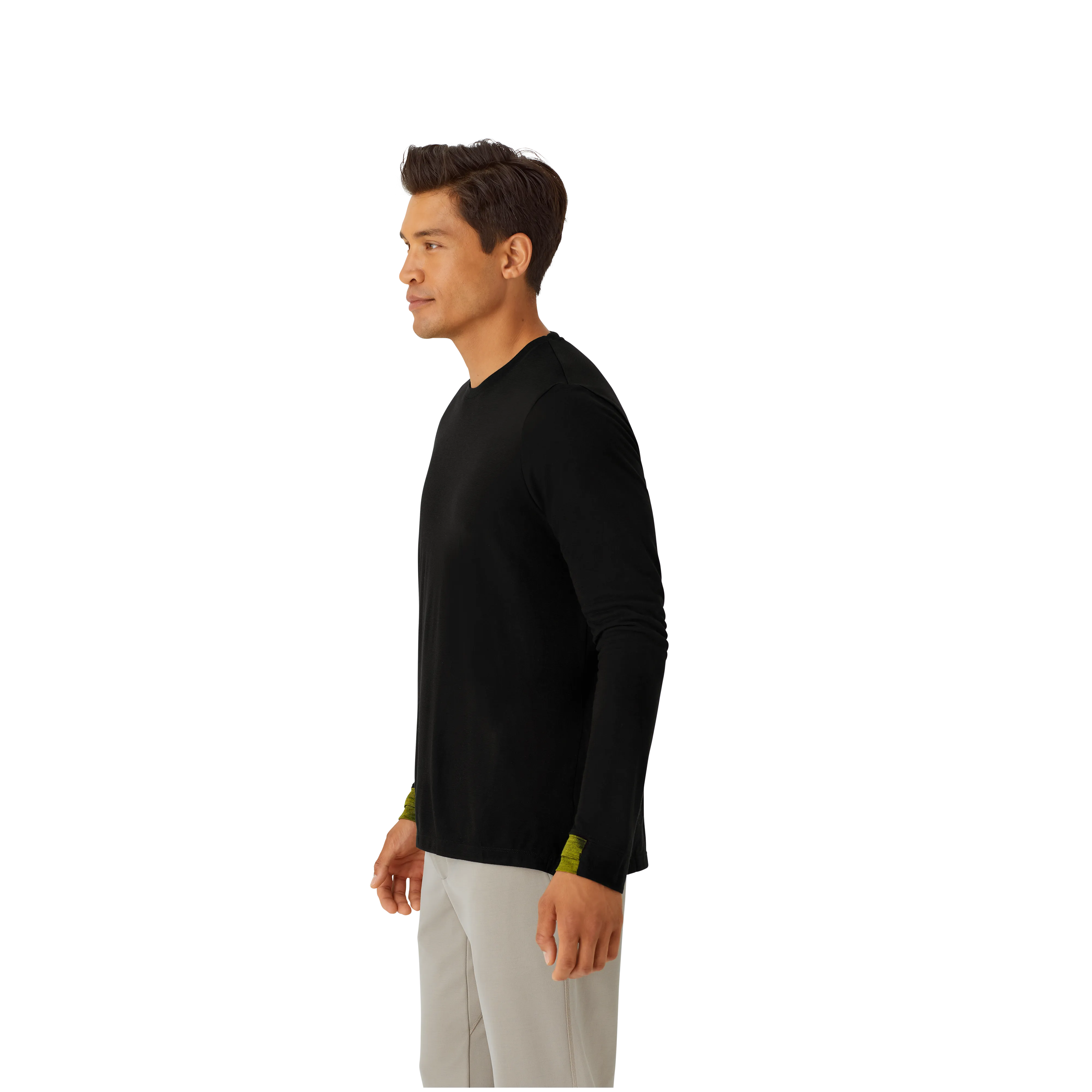 Men's Merino Wool Blend Crew Neck Long Sleeve T-Shirt