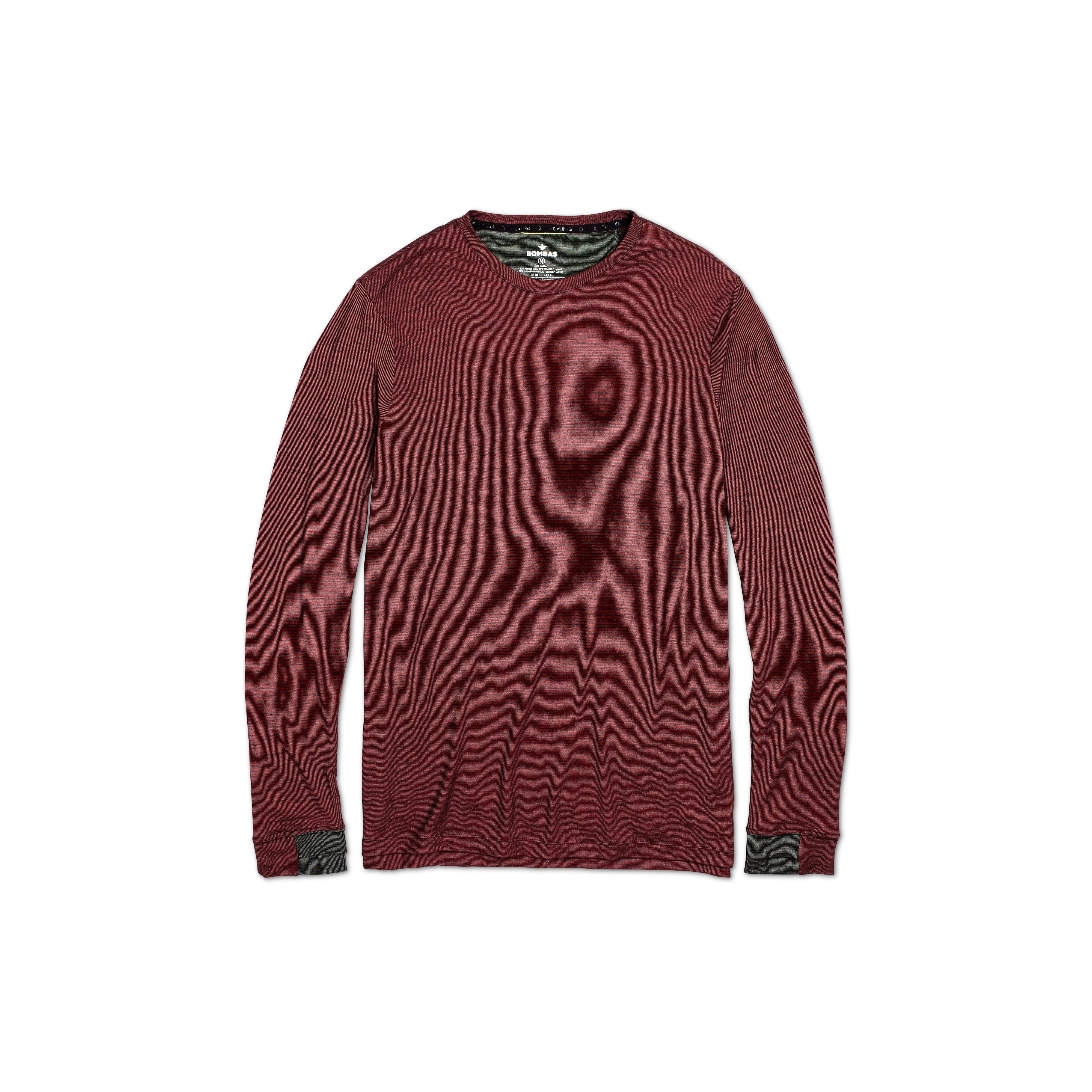 Men's Merino Wool Blend Crew Neck Long Sleeve T-Shirt