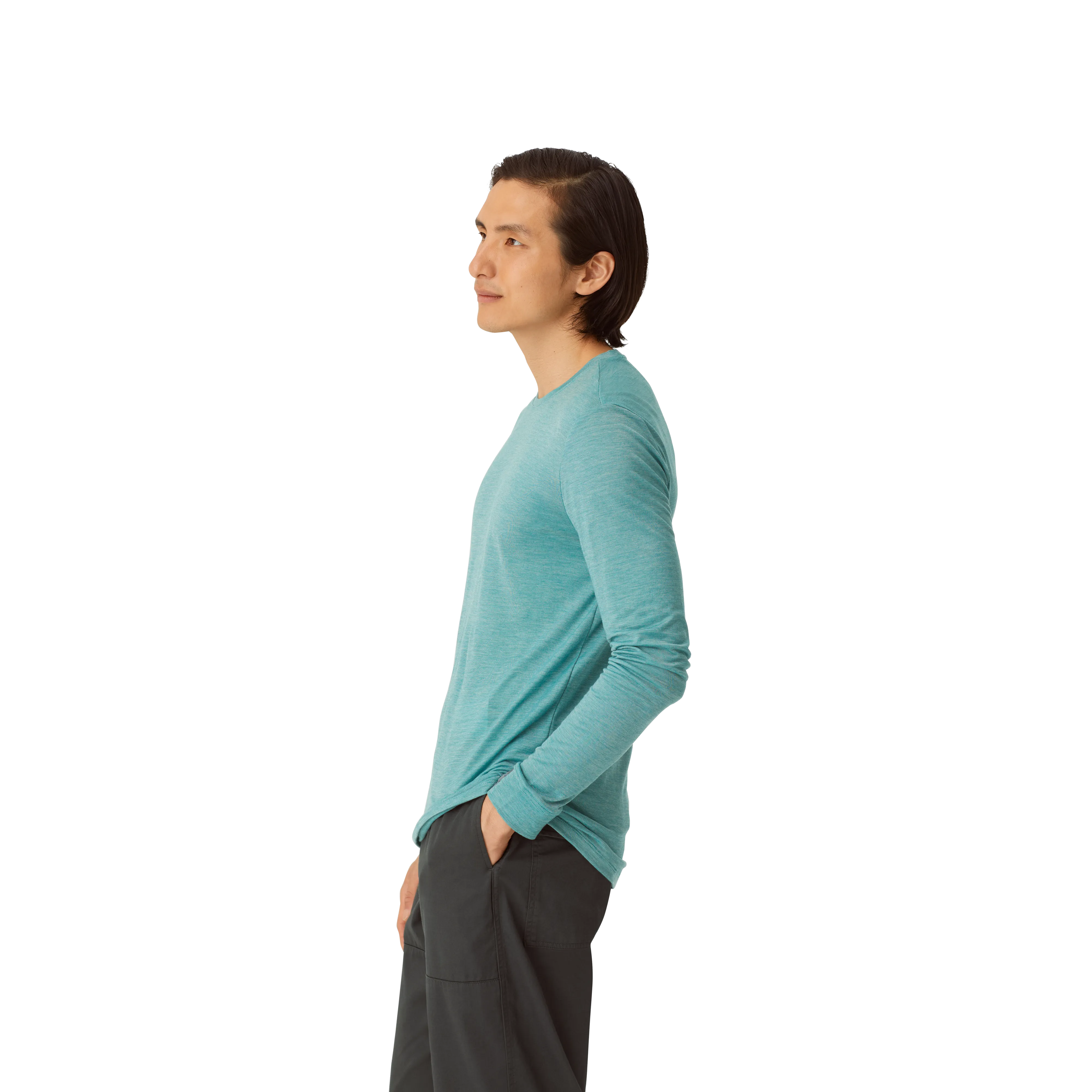 Men's Merino Wool Blend Crew Neck Long Sleeve T-Shirt