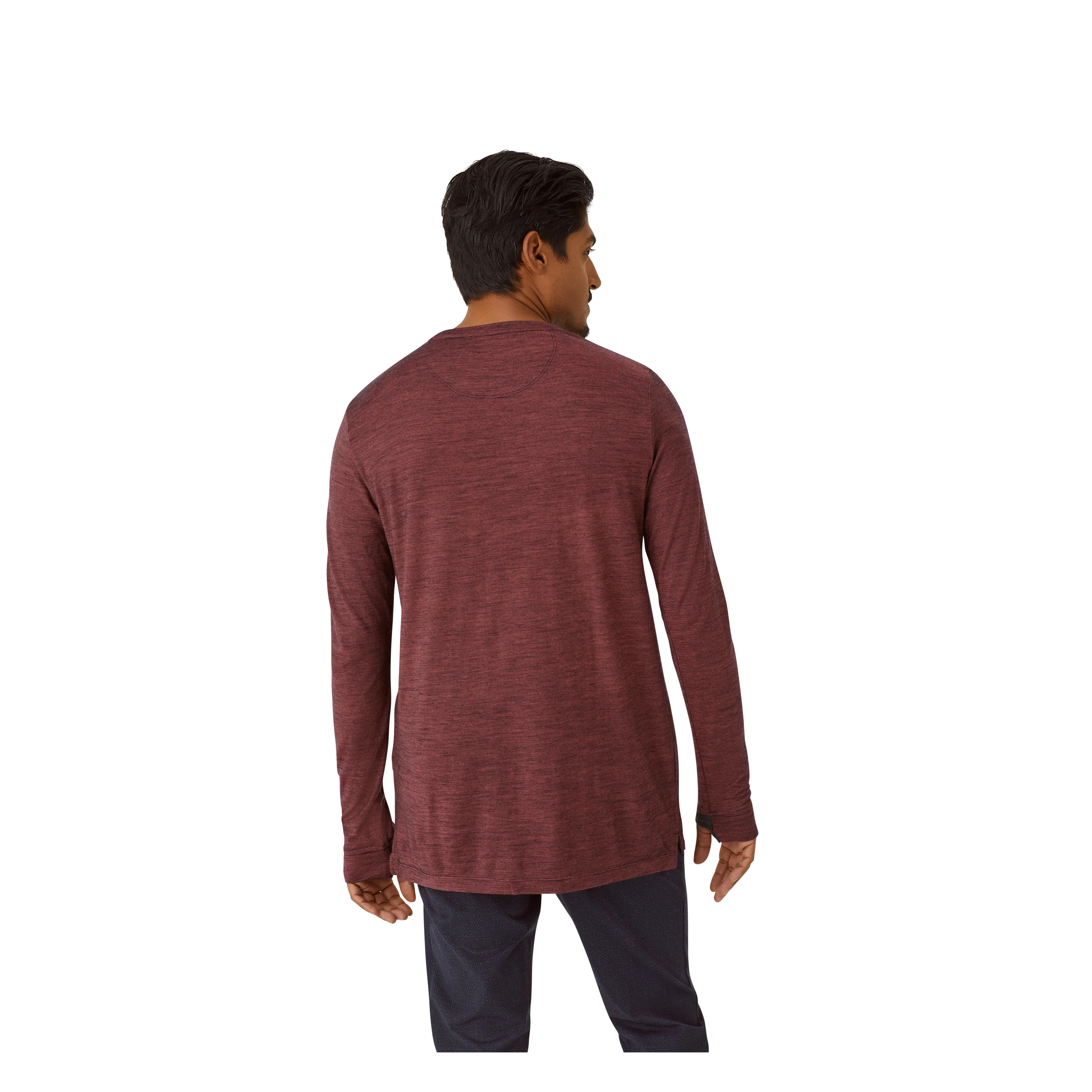 Men's Merino Wool Blend Crew Neck Long Sleeve T-Shirt