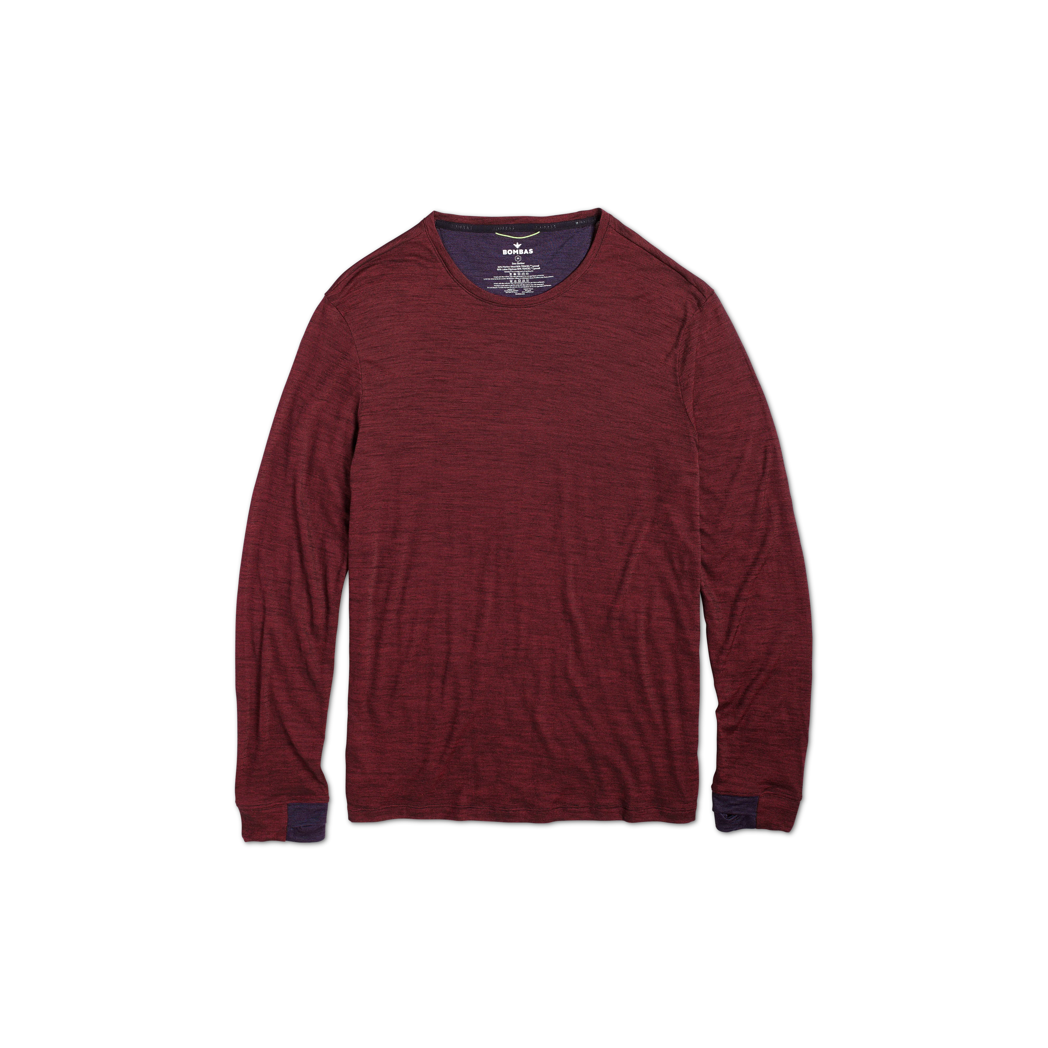 Men's Merino Wool Blend Crew Neck Long Sleeve T-Shirt