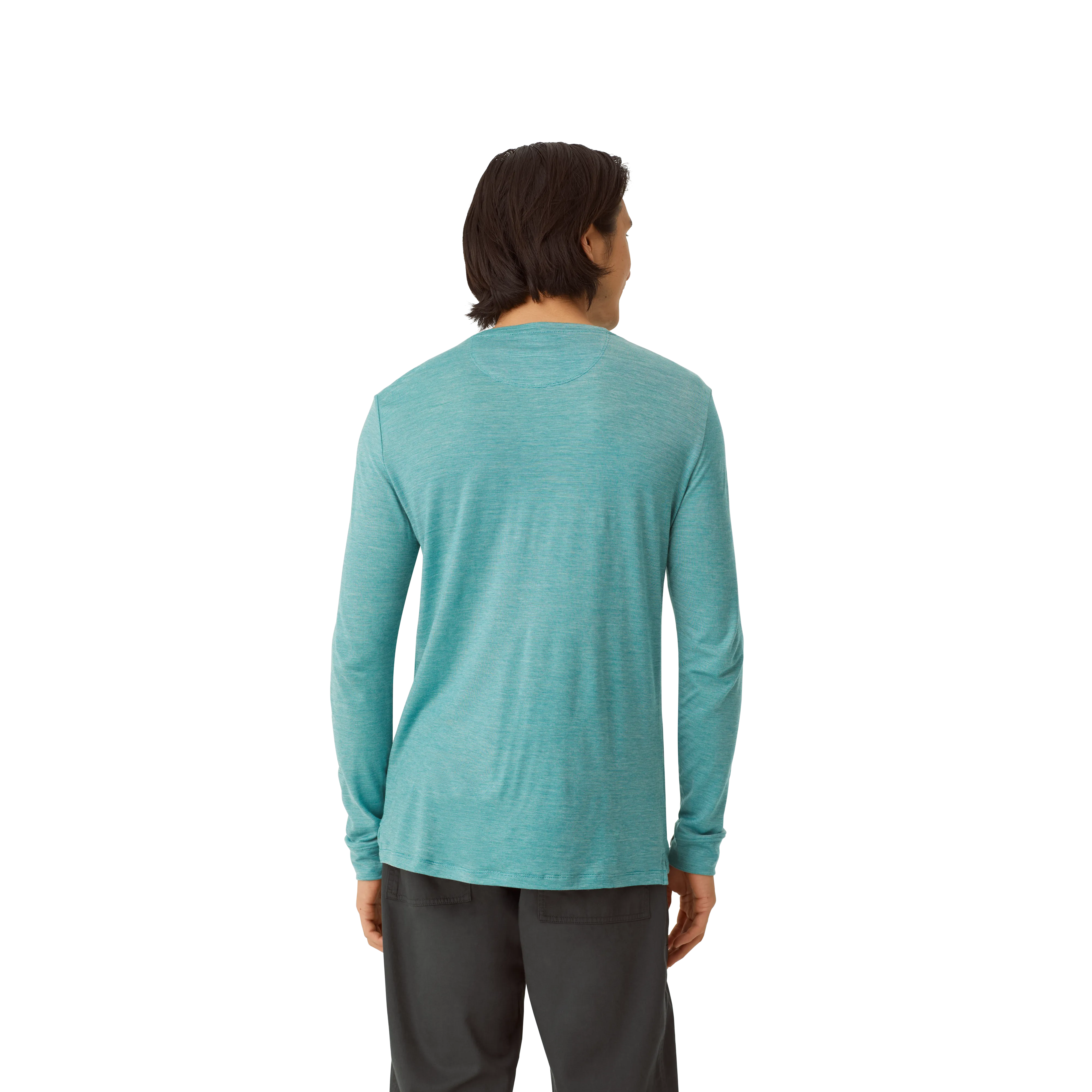 Men's Merino Wool Blend Crew Neck Long Sleeve T-Shirt