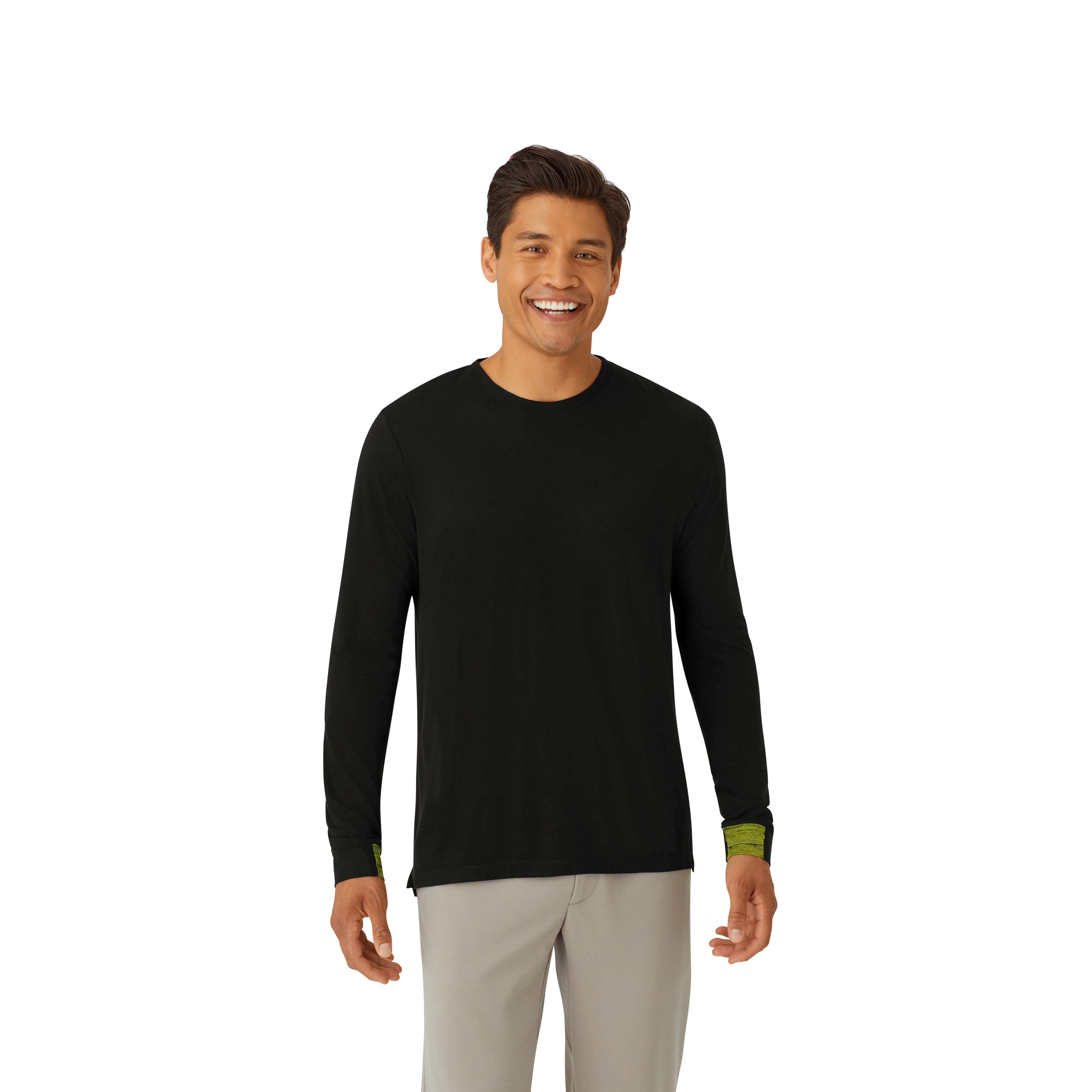 Men's Merino Wool Blend Crew Neck Long Sleeve T-Shirt