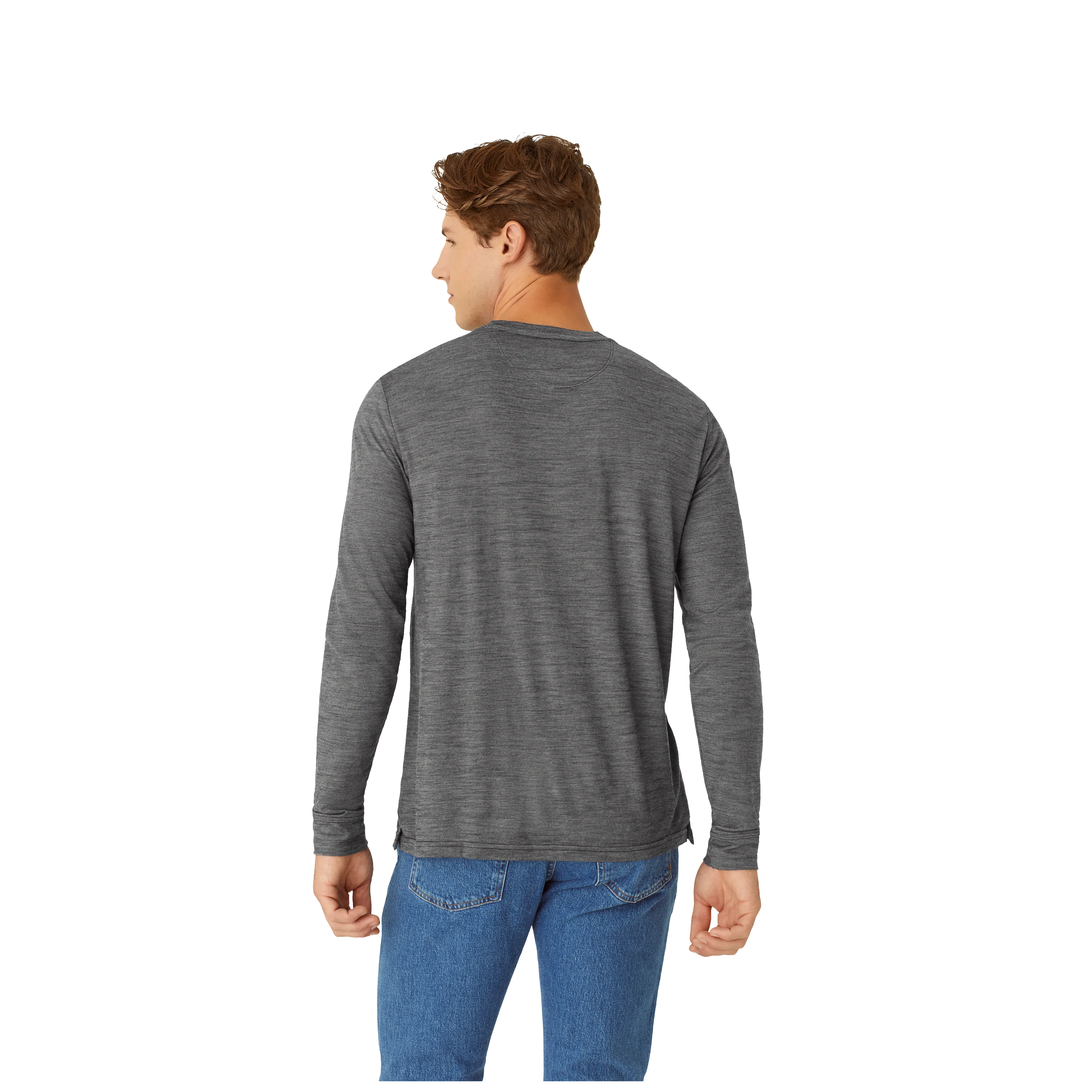 Men's Merino Wool Blend Crew Neck Long Sleeve T-Shirt