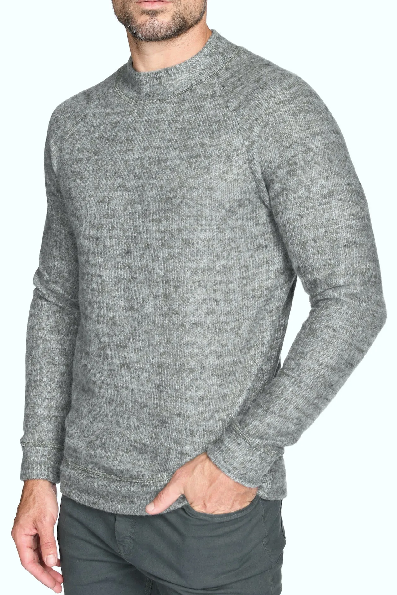 Men's Soft Knit Melange Wide Neck Pullover Sweater