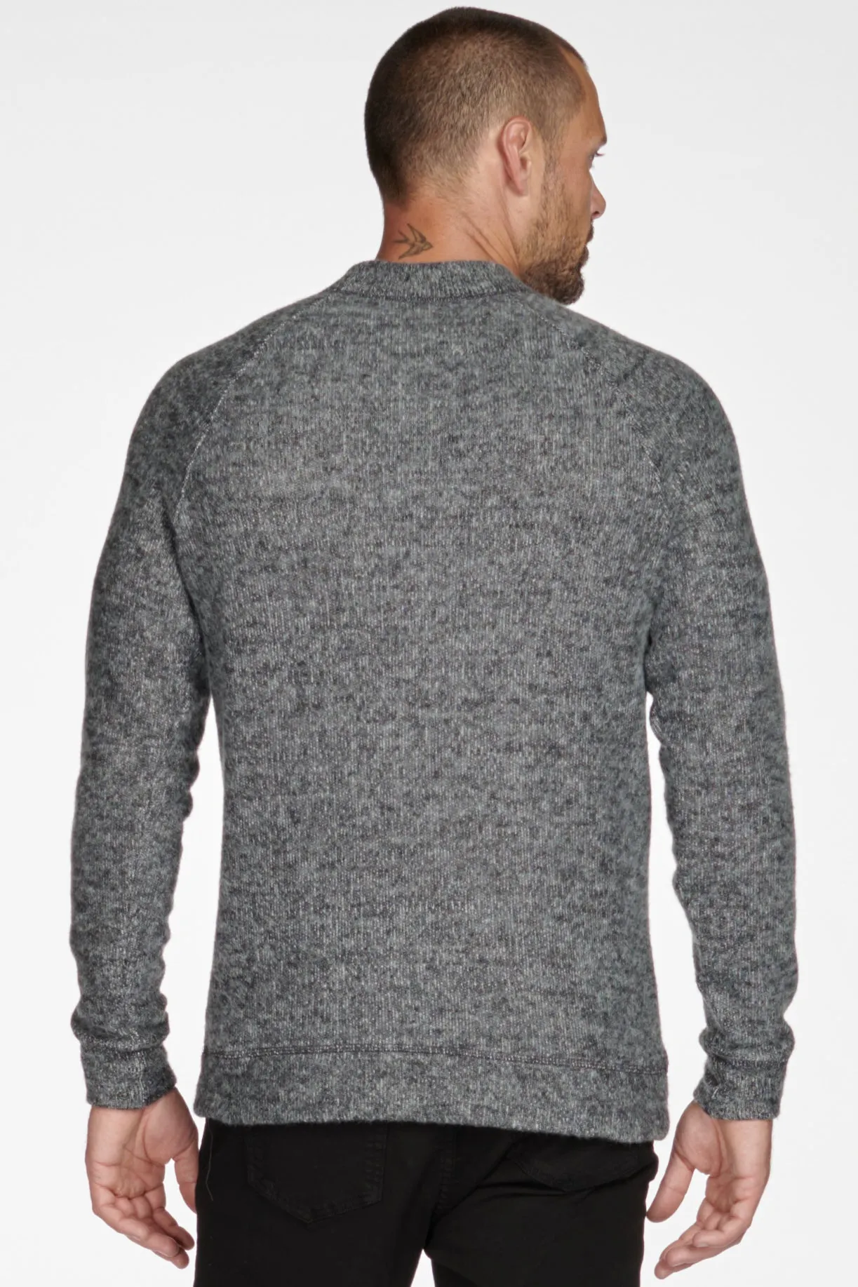 Men's Soft Knit Melange Wide Neck Pullover Sweater