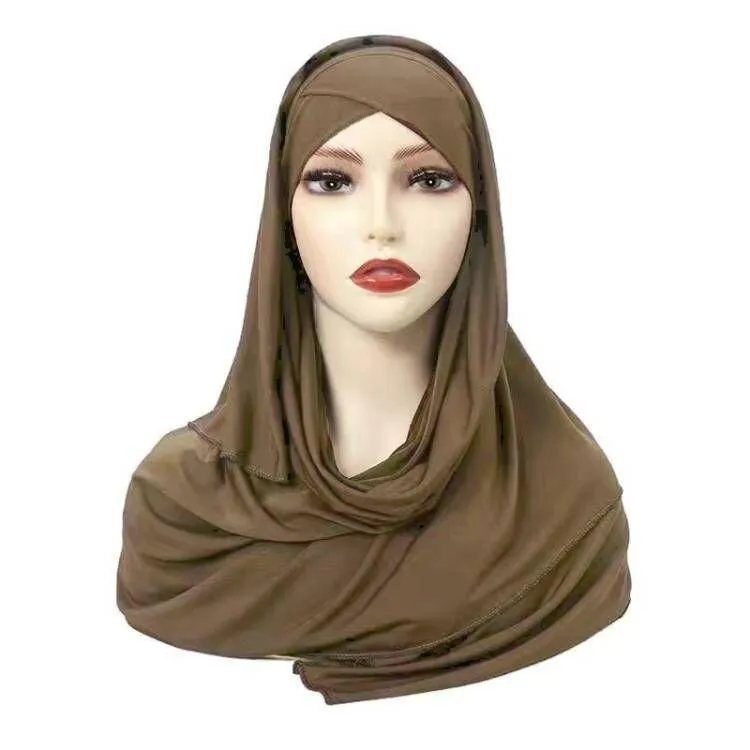 MH059 Solid Color Single Layer Cross Stretch Hijab