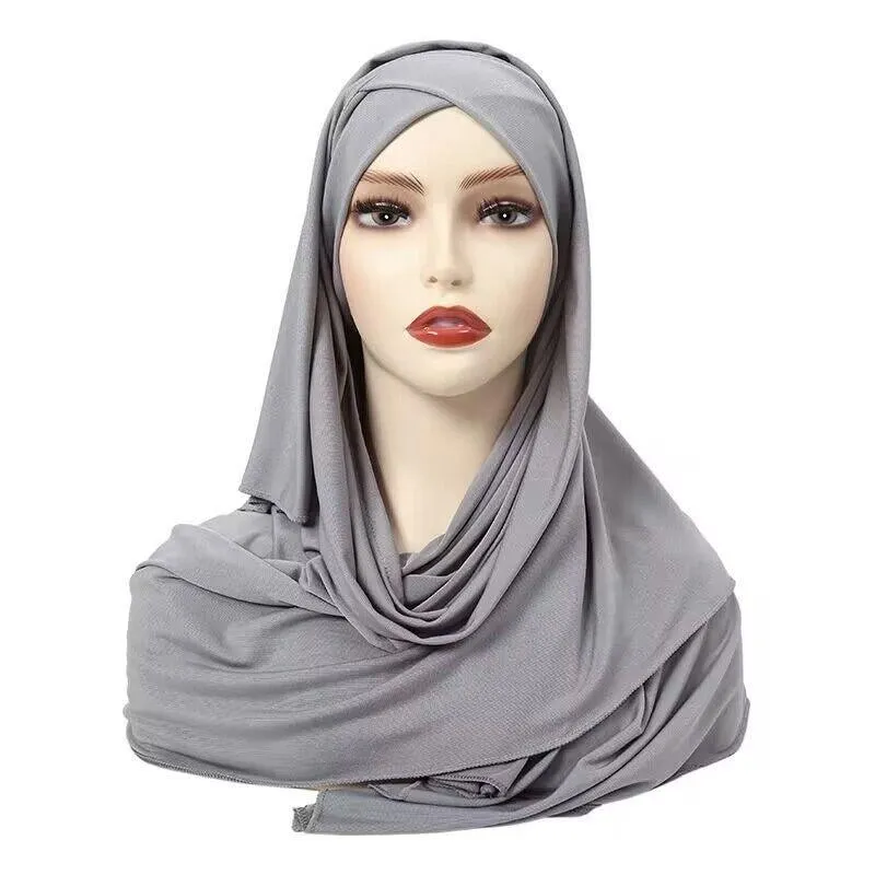 MH059 Solid Color Single Layer Cross Stretch Hijab