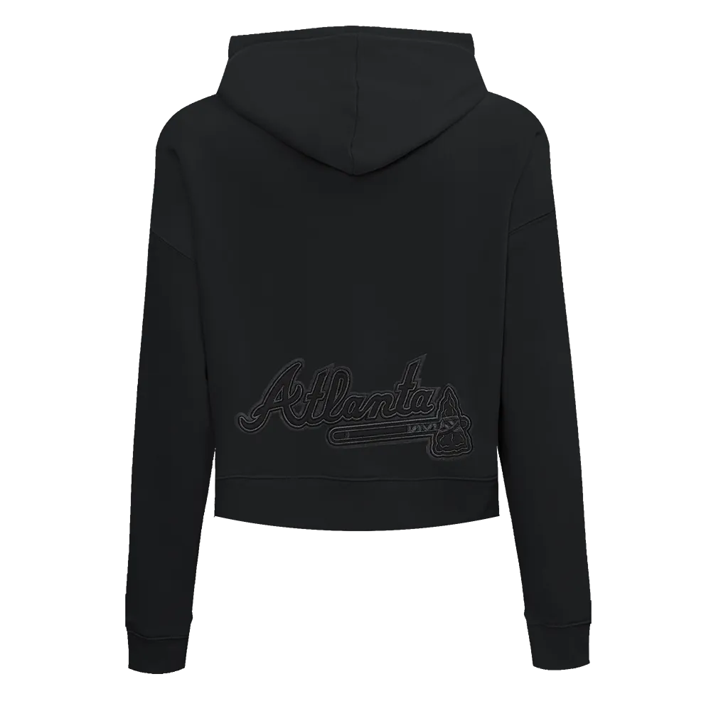 MLB ATLANTA BRAVES NEUTRAL WOMEN'S CROPPED PO HOODIE (BLACK)