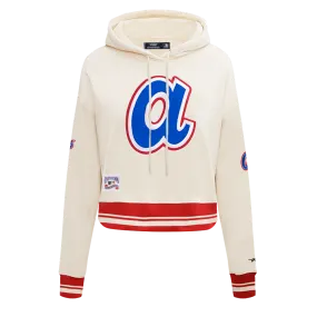 MLB ATLANTA BRAVES RETRO CLASSIC WOMEN'S RIB CROPPED PO HOODIE (EGGSHELL/ RED)