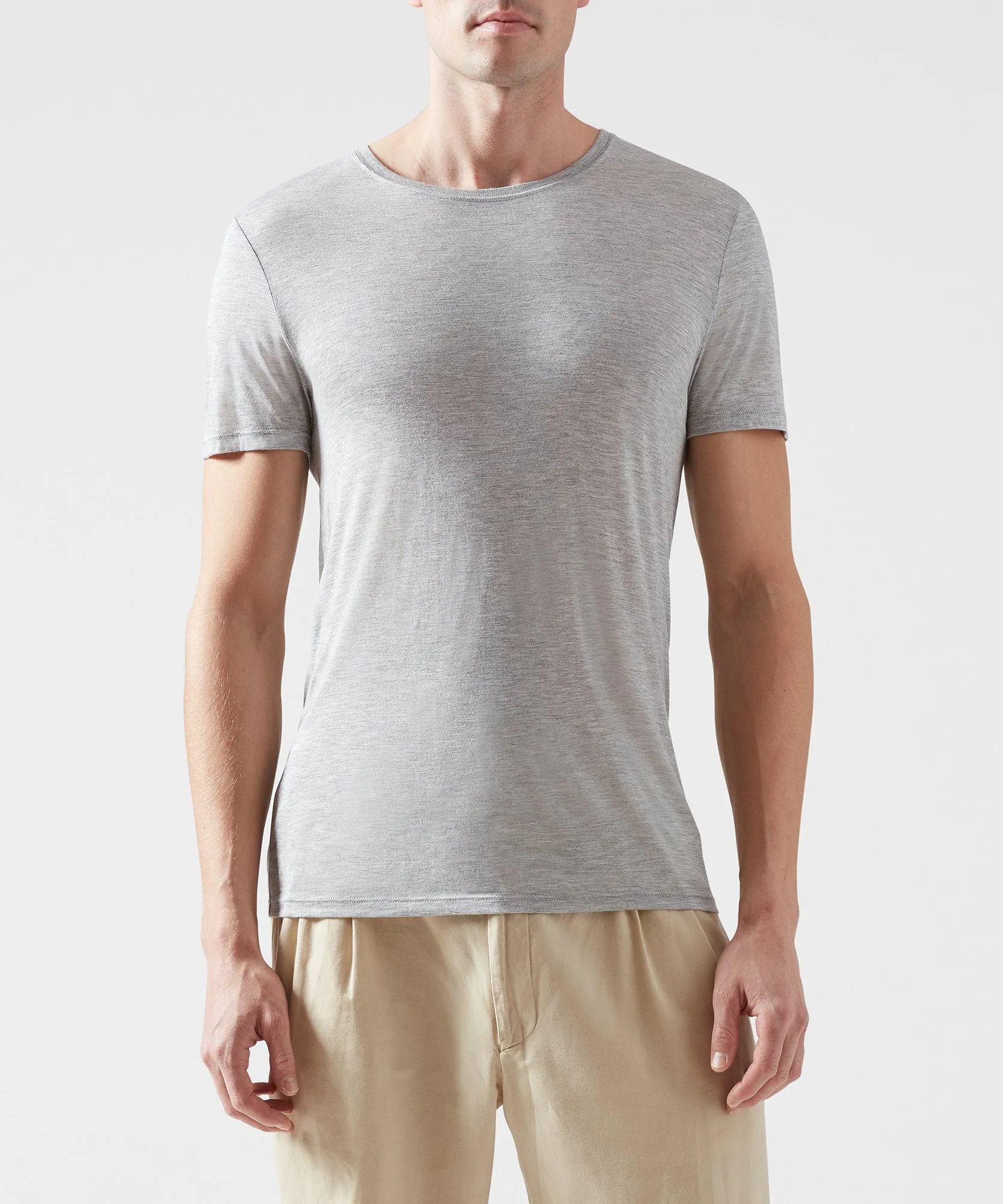 Modal Jersey Crew Neck Tee - Heather Grey