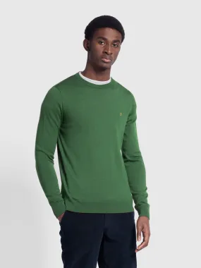 Mullen Merino Wool Crew Neck Jumper In Wreath Green