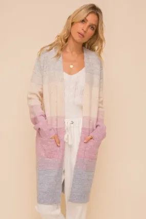 Multi-Color Fluffy Cardigan with Pockets