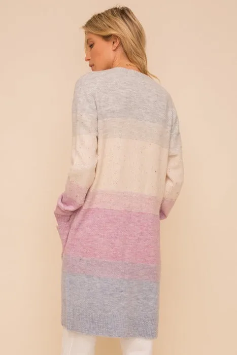 Multi-Color Fluffy Cardigan with Pockets