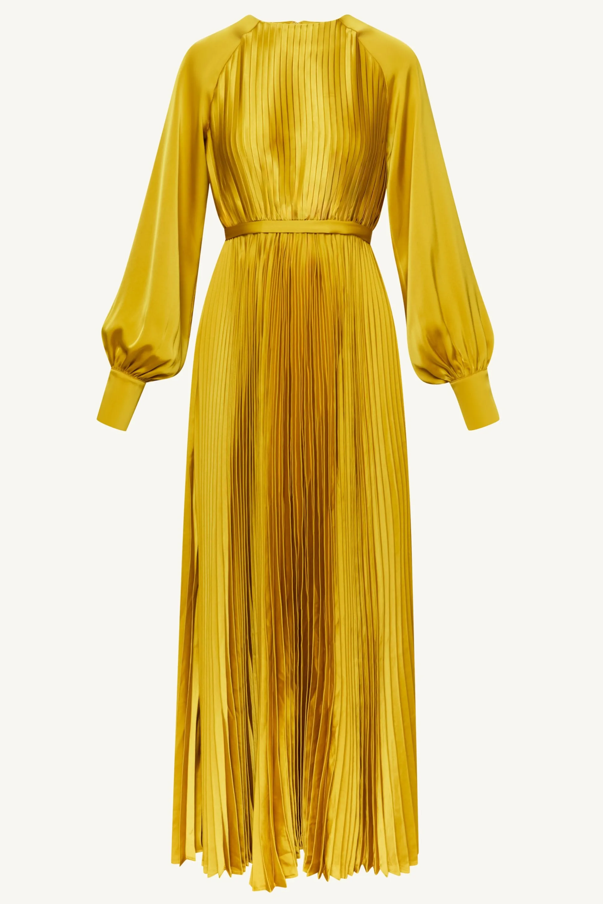 Nadira Satin Pleated Maxi Dress - Honey