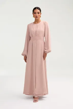 Najma Chiffon Abaya & Dress Set - Jasmine Pink