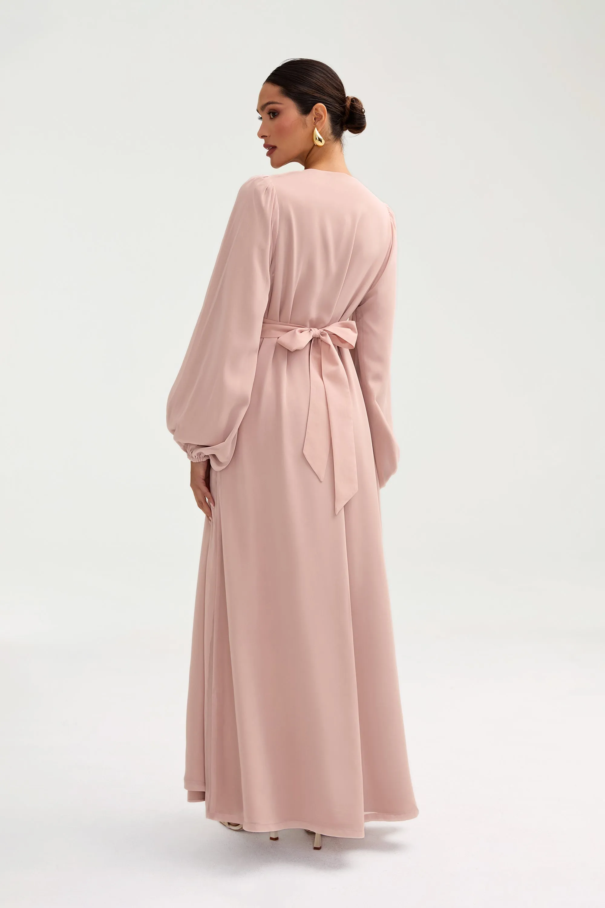 Najma Chiffon Abaya & Dress Set - Jasmine Pink