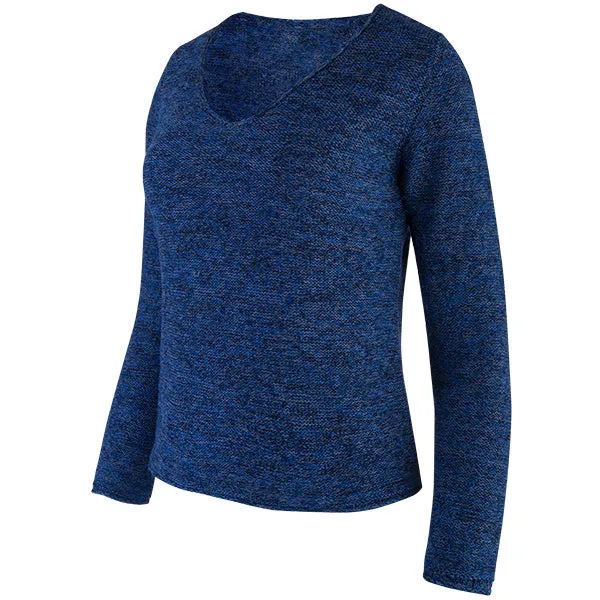 Novelty V-Neck Long Sleeve Pullover in Navy