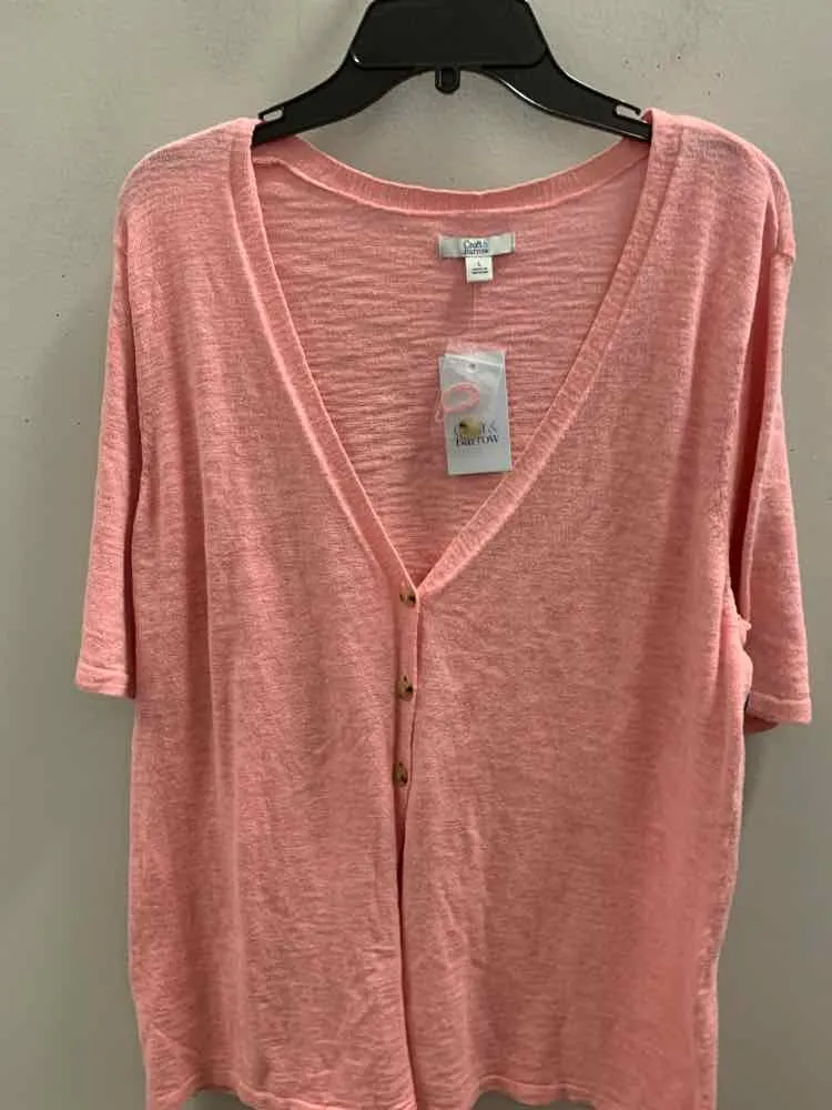 NWT CROFT & BARROW Tops Size L Pink CARDIGAN Sweater