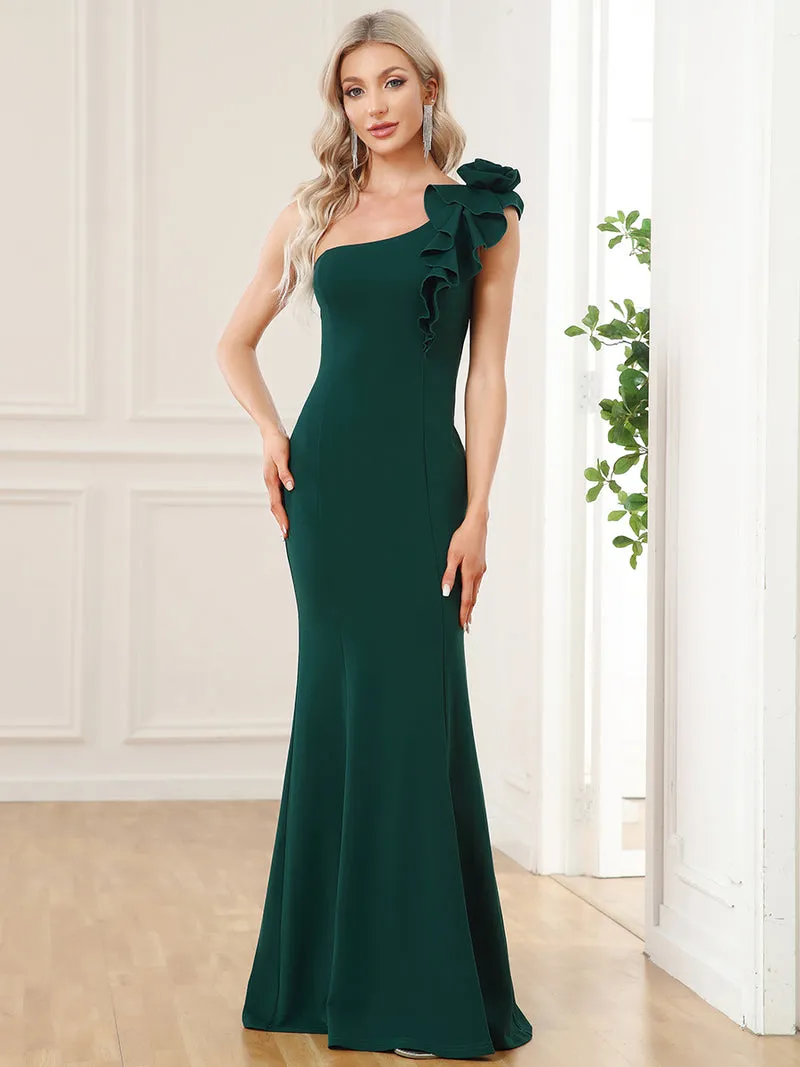 One Shoulder Fitted Gown Size M L XL Style  00052