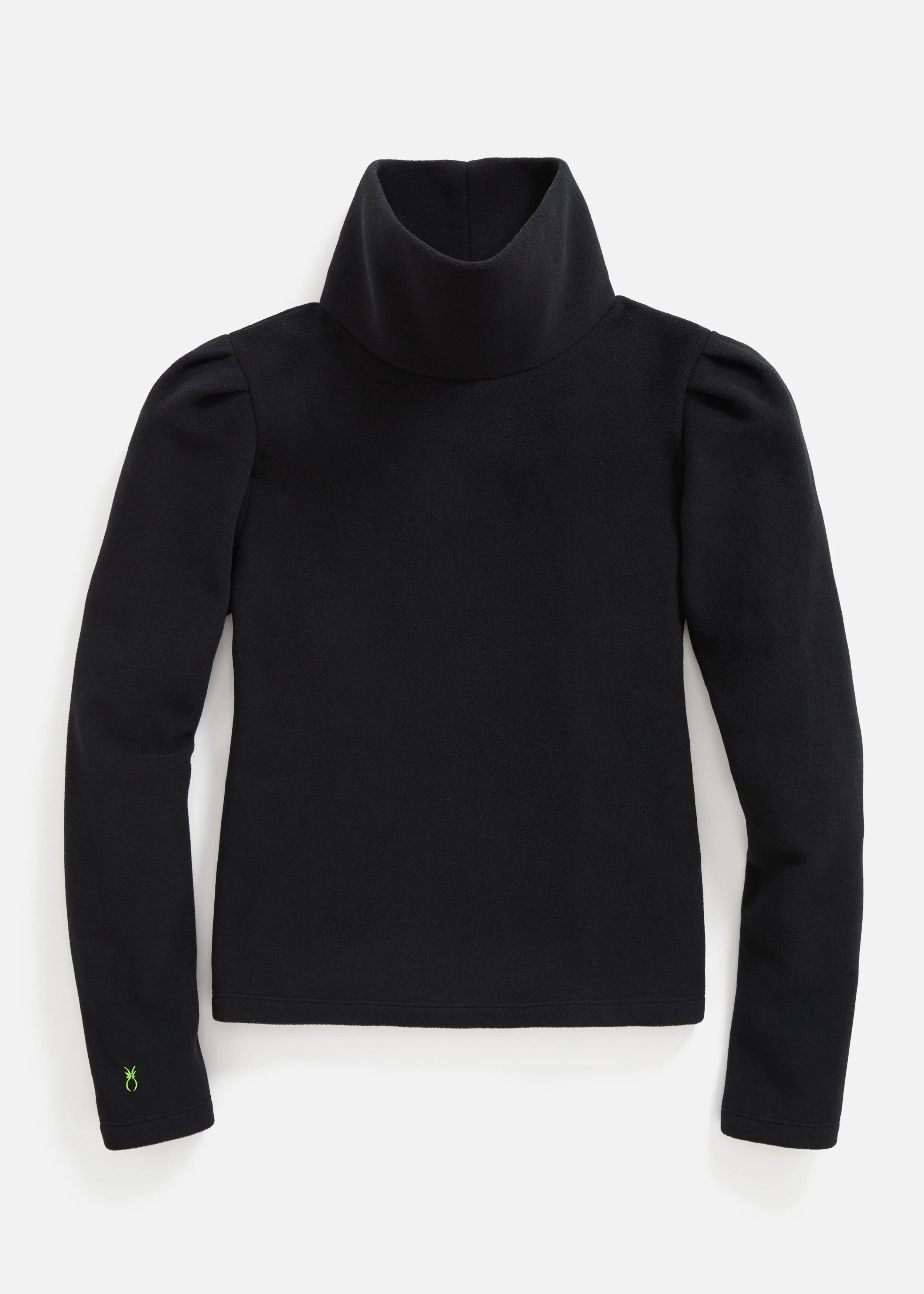 Palmer Puff Sleeve Turtleneck in Vello Fleece (Black)