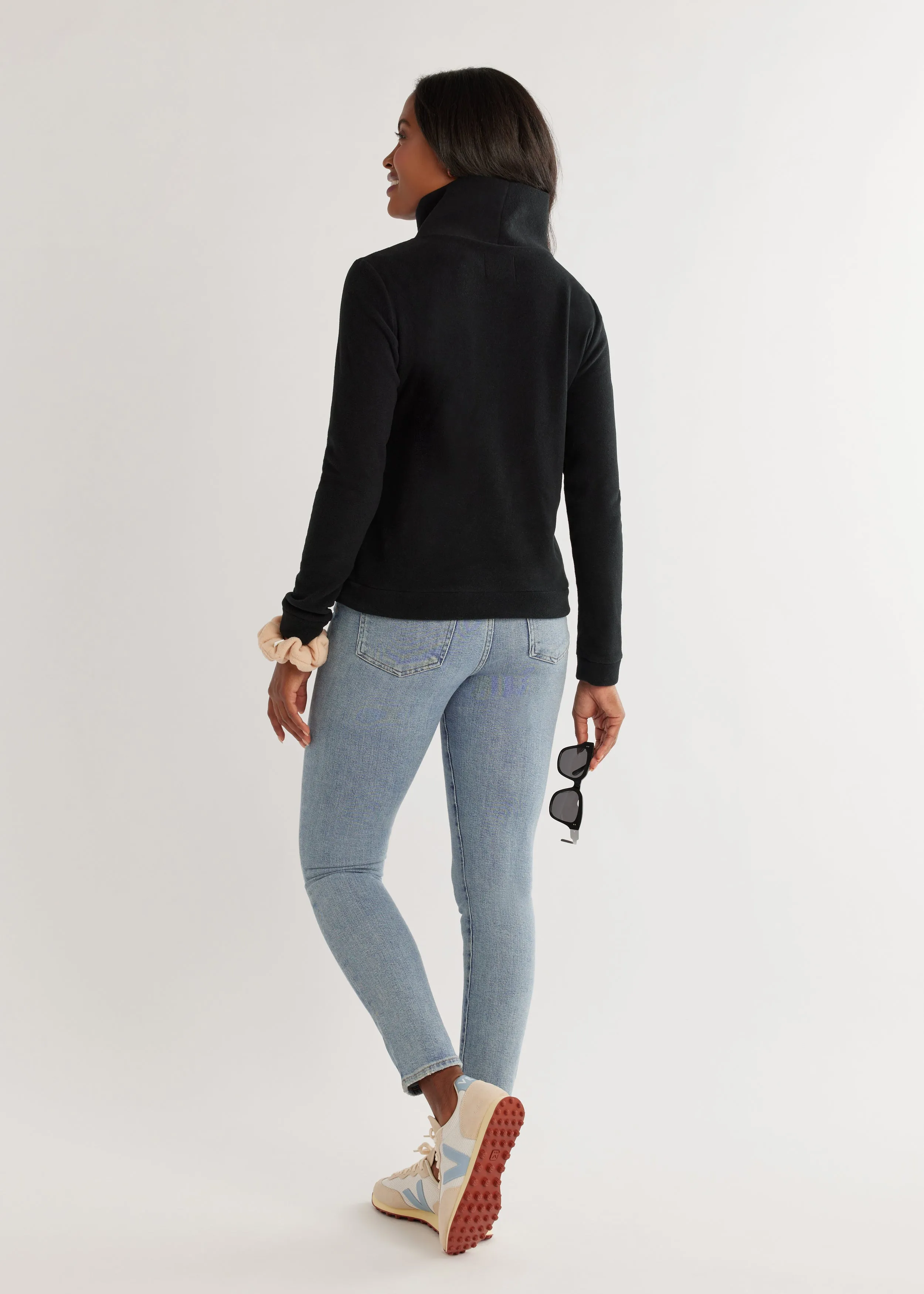 Park Slope Turtleneck in Vello Fleece (Black)