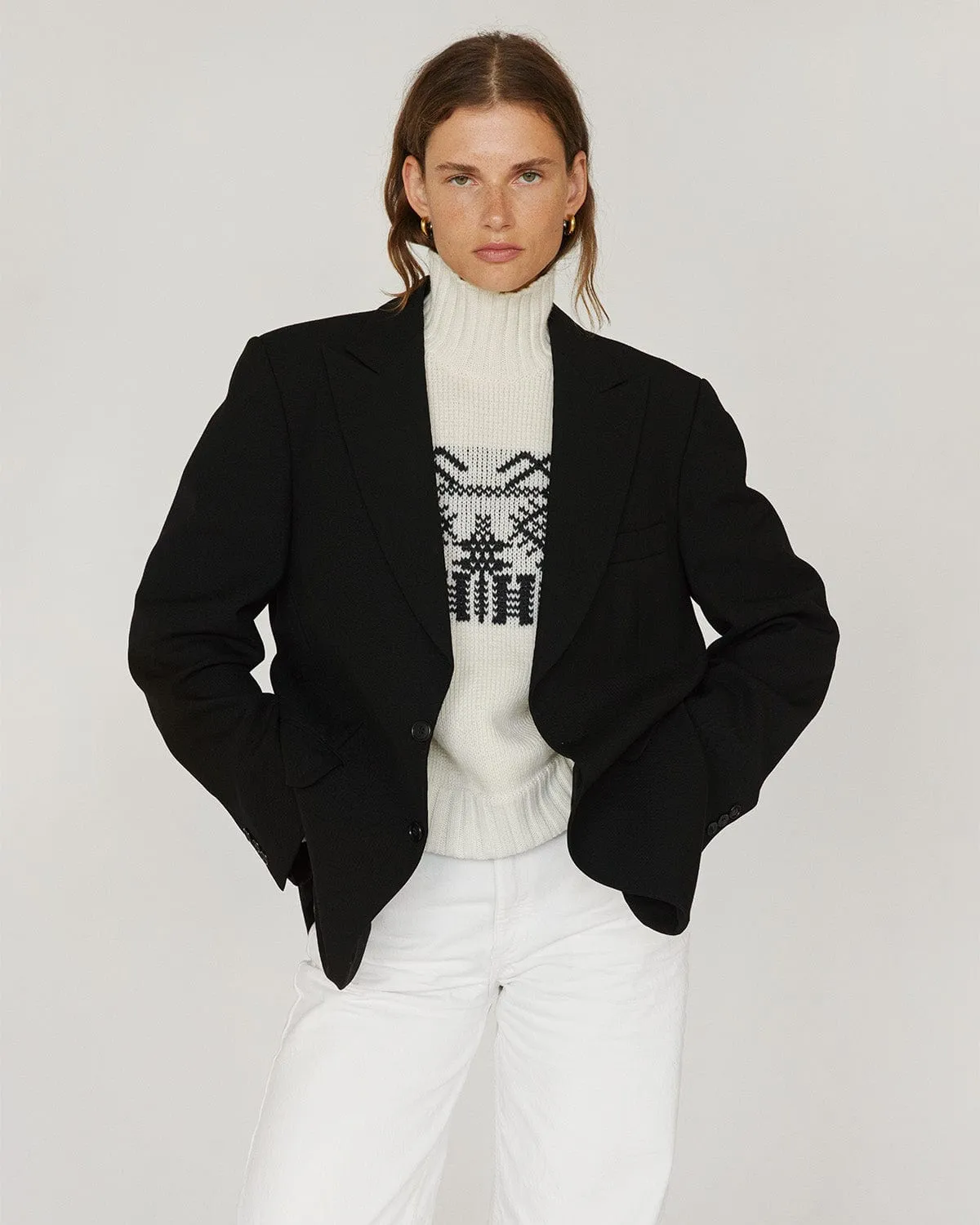 Pasaka: White Merino Wool Turtleneck