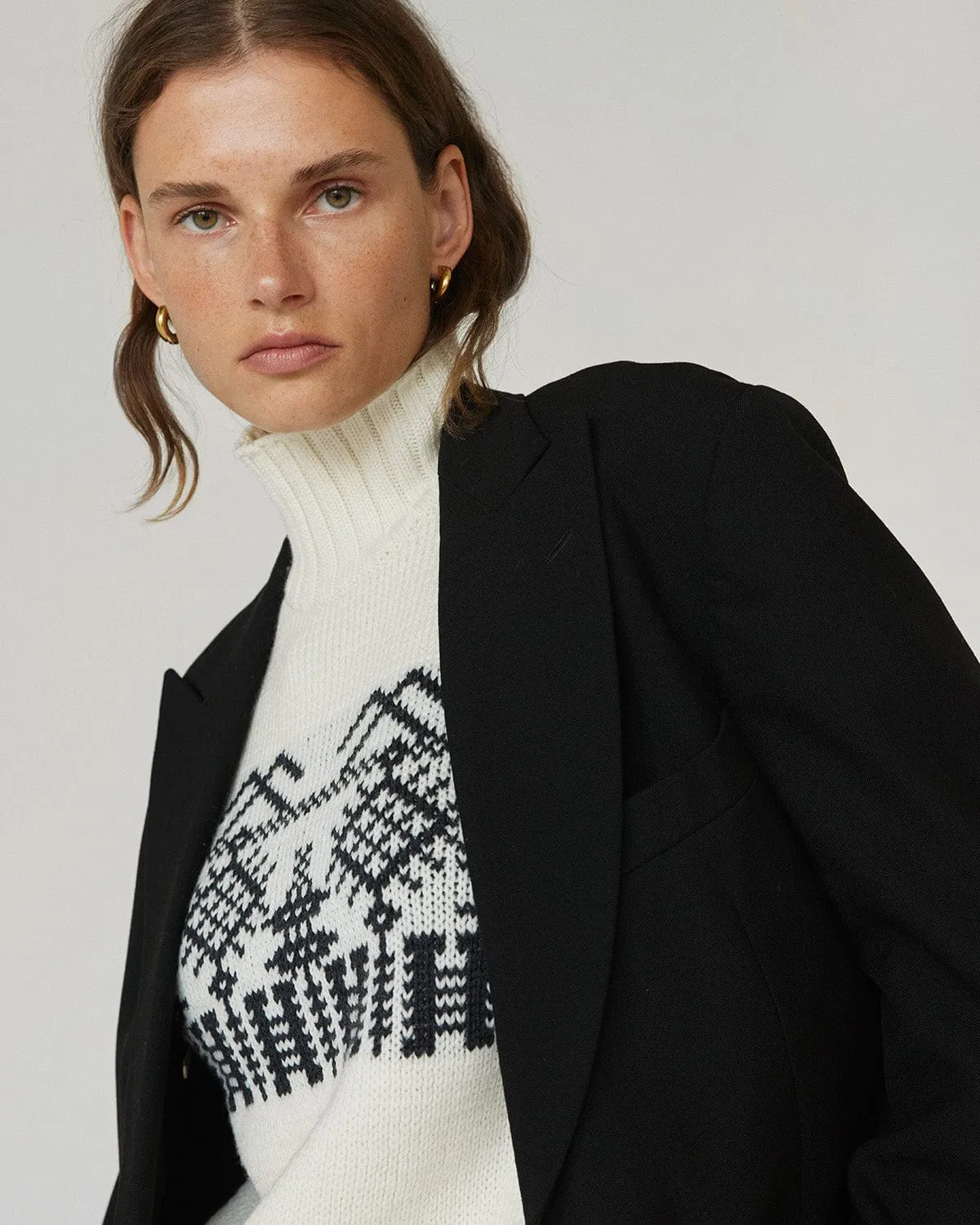 Pasaka: White Merino Wool Turtleneck