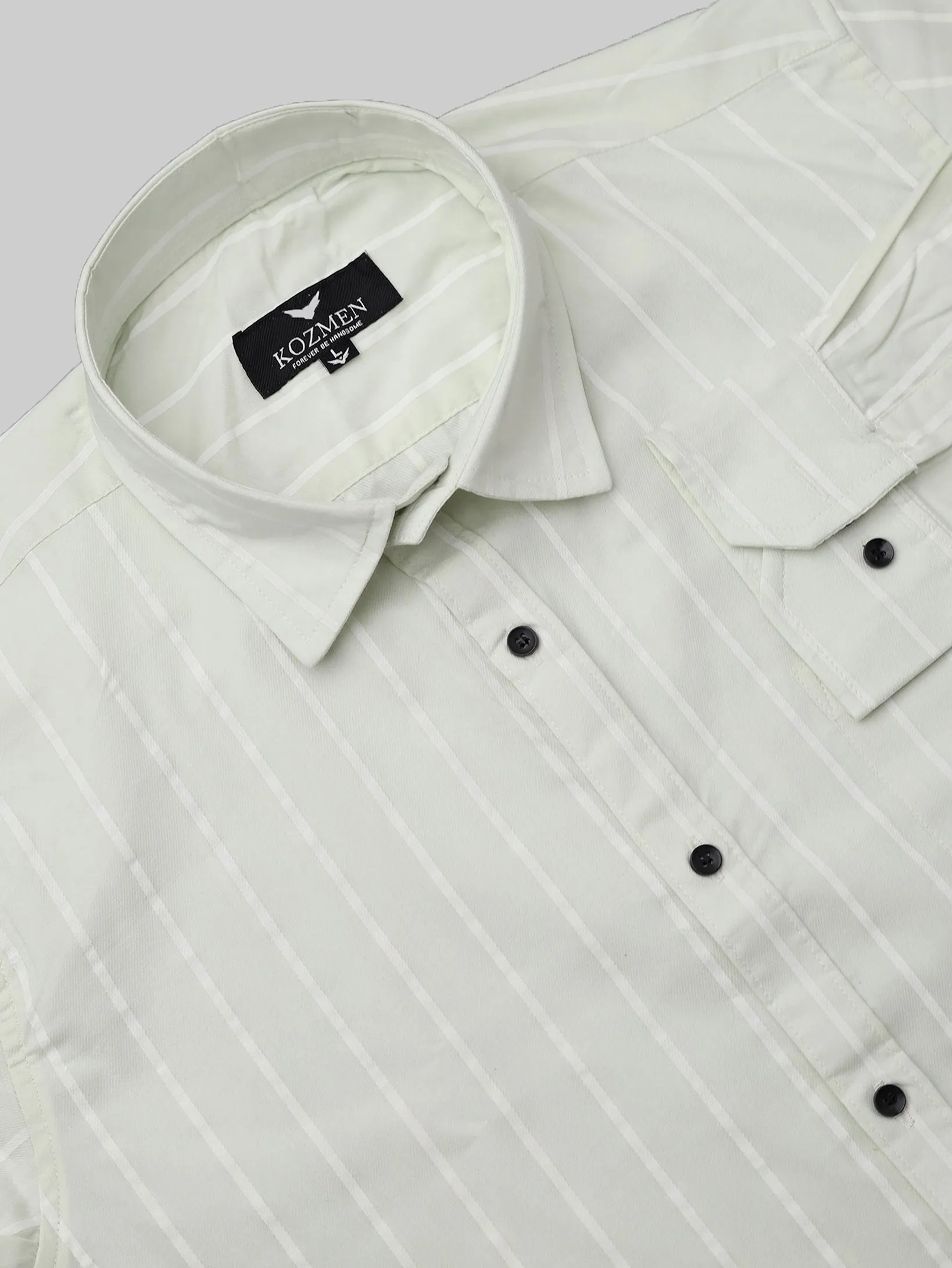 Pistachio And White Authentic Stripe Casual Shirt