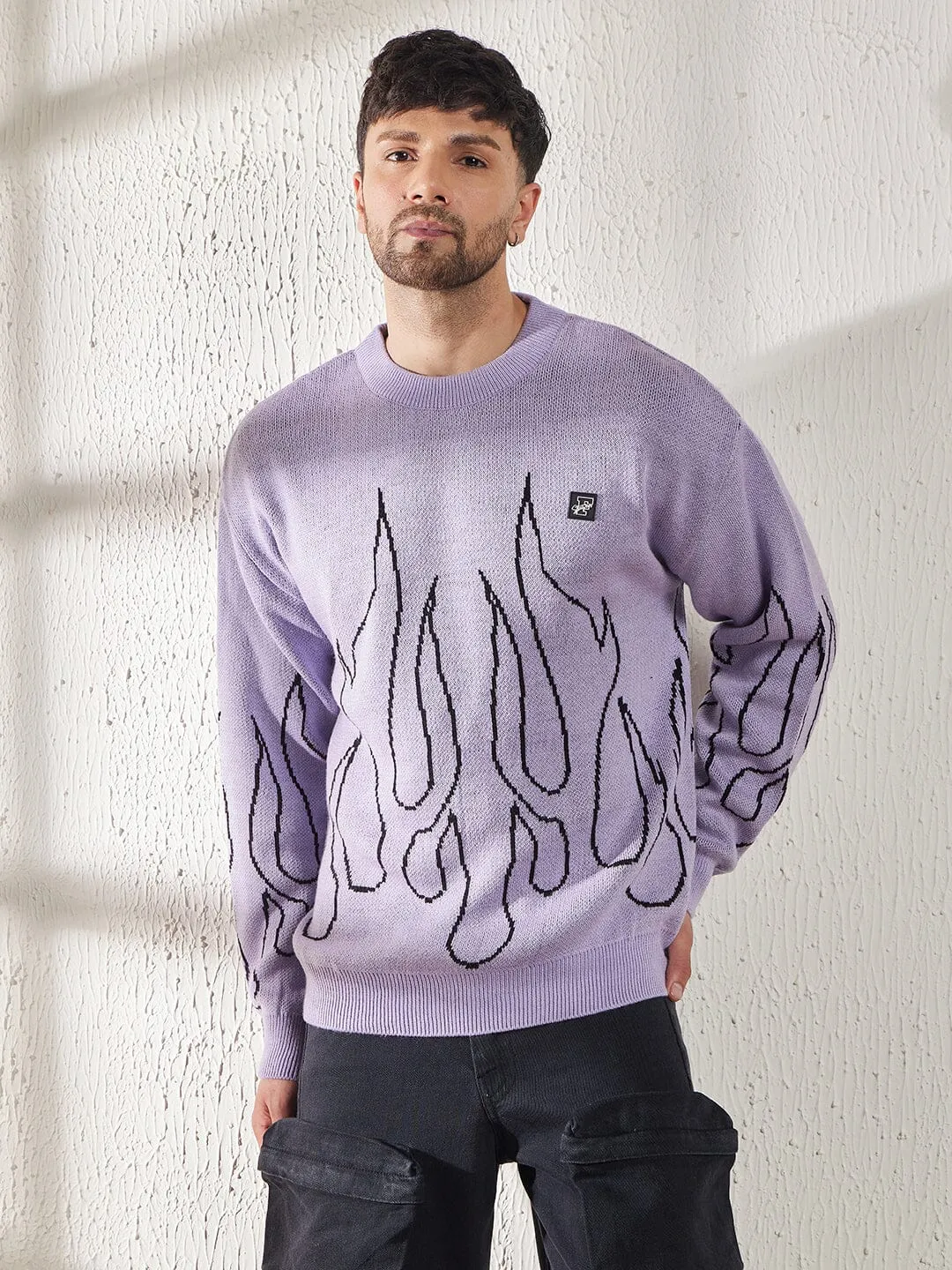 Plum Flames Oversized Sweater