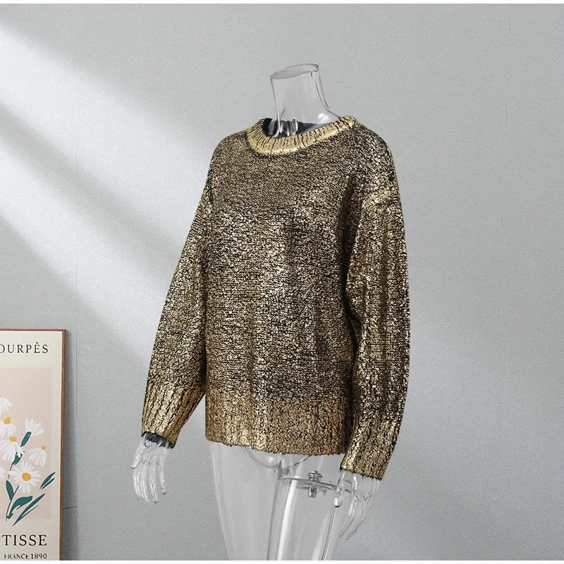 Pre Order:  Metallic Ribbed Edges Sweater