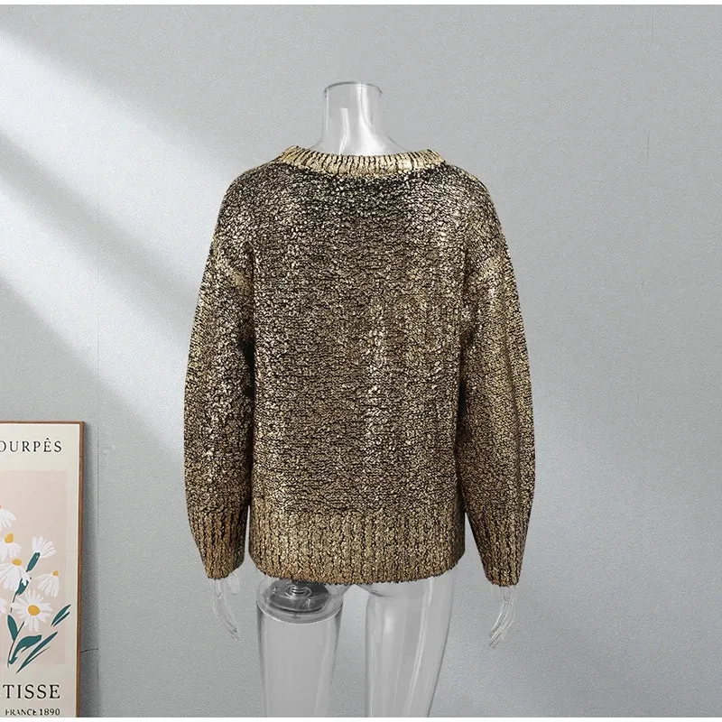 Pre Order:  Metallic Ribbed Edges Sweater