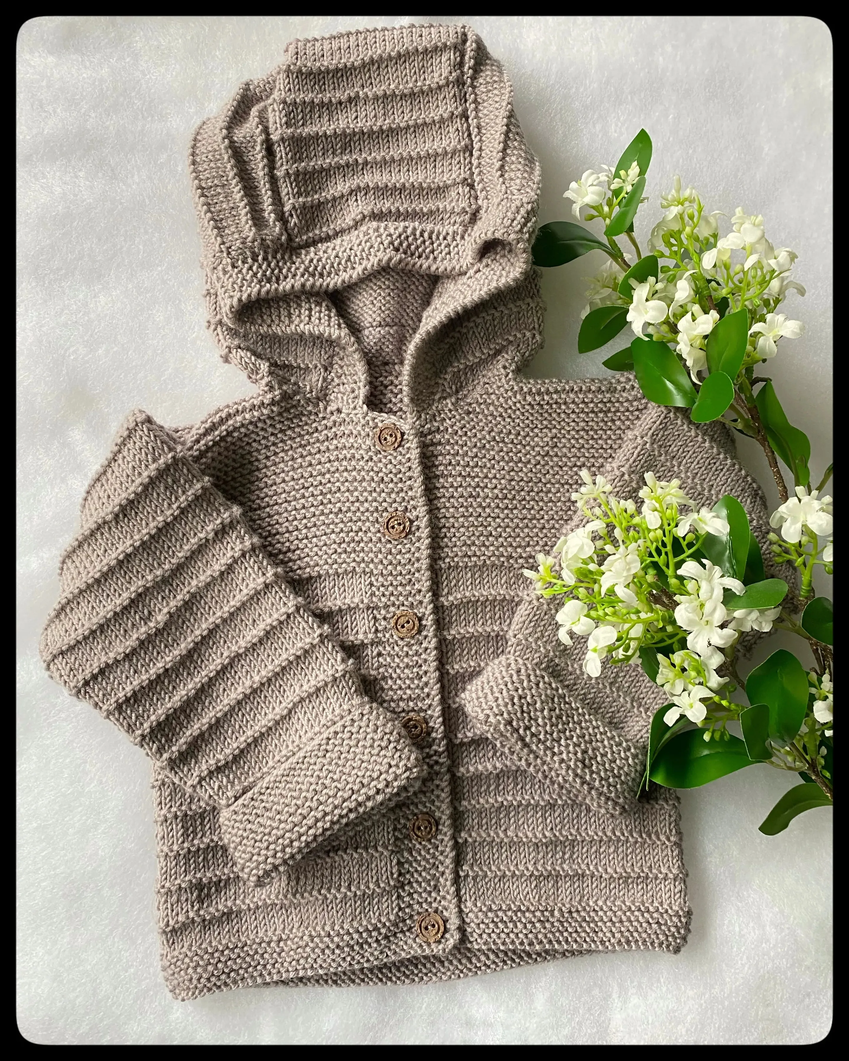 "Stripes" Luxury Handknit Merino Baby Hoodie