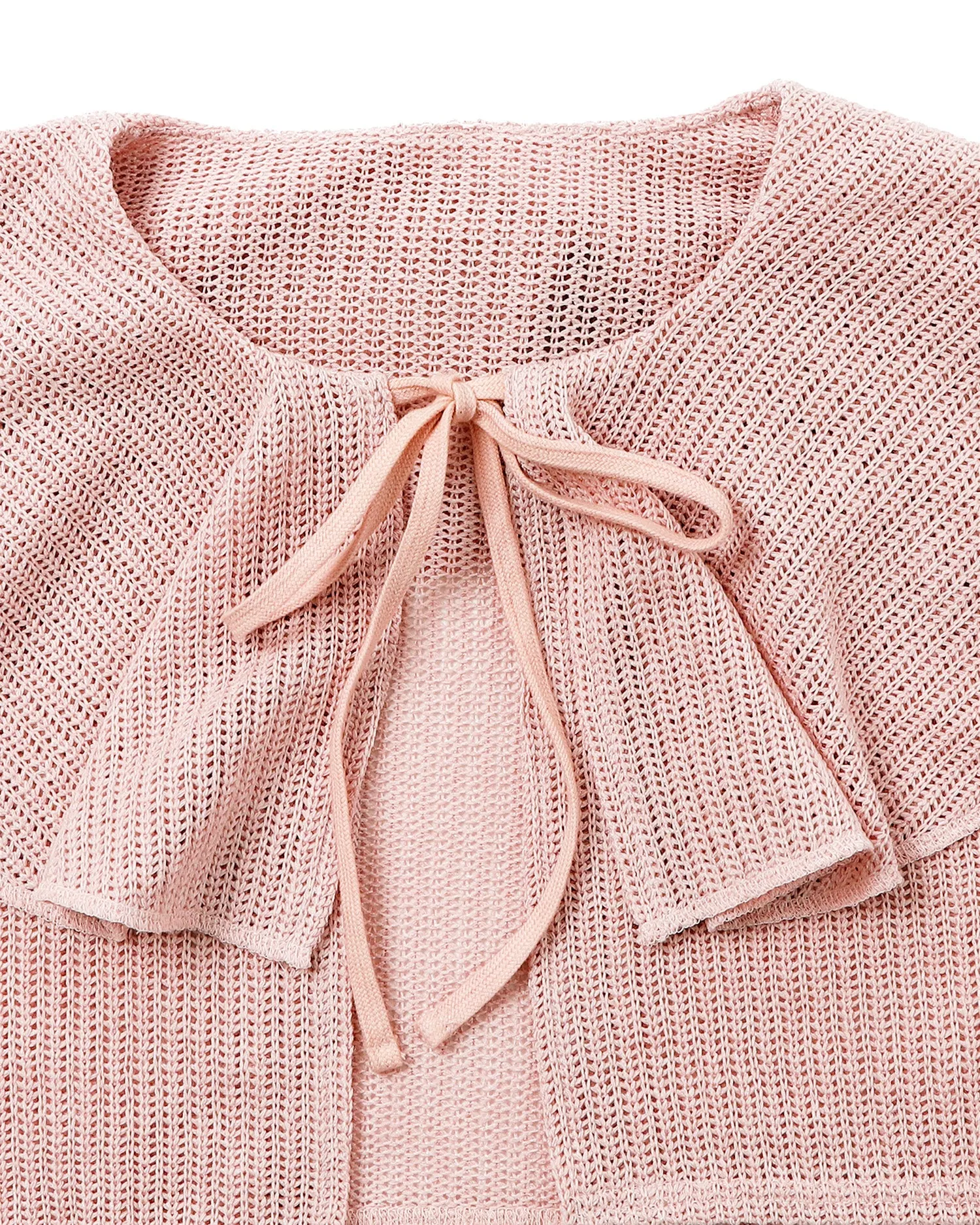 Raffle collar loose cardigan (Pink)