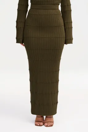 Rania Ribbed Knit Maxi Skirt - Olive