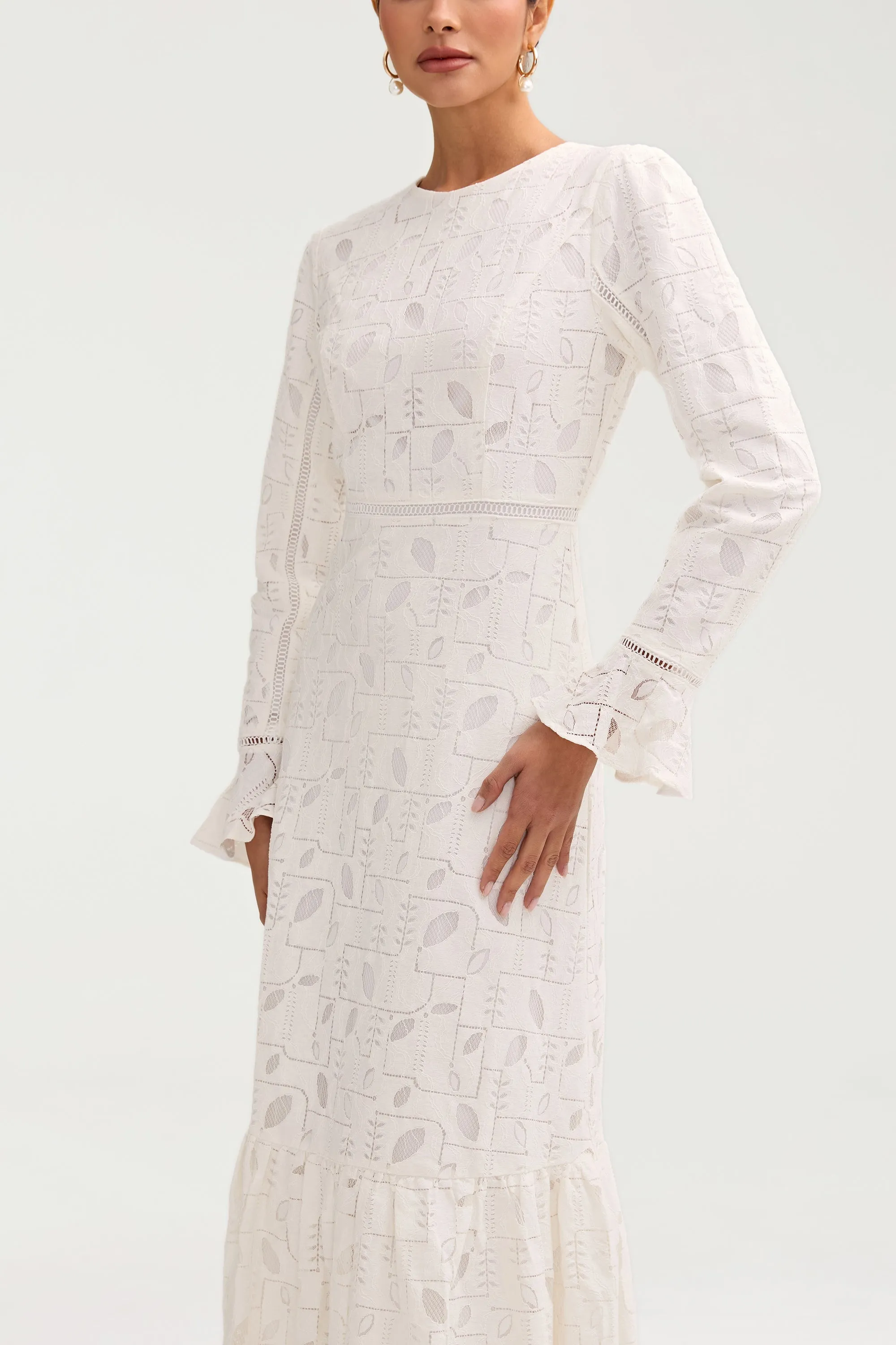 Rayaa White Lace Maxi Dress