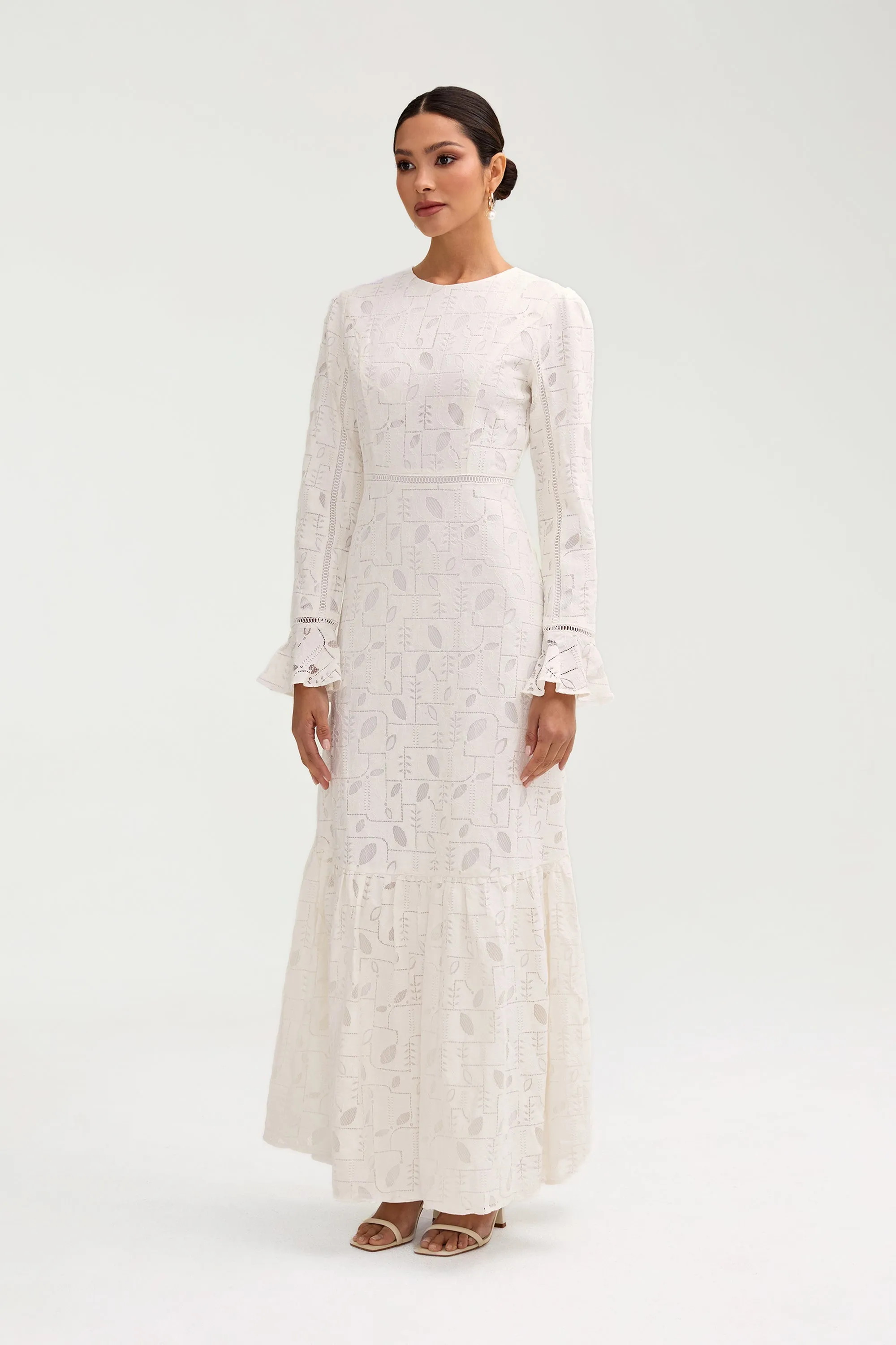 Rayaa White Lace Maxi Dress