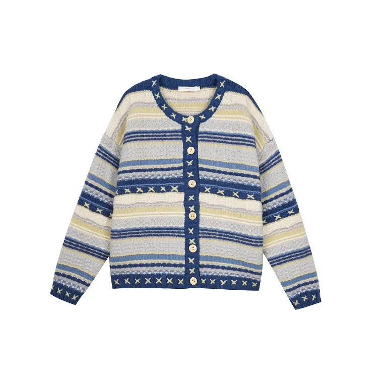 Retro Ugly Christmas Sweater Loose Knit Winter Button Cardigans