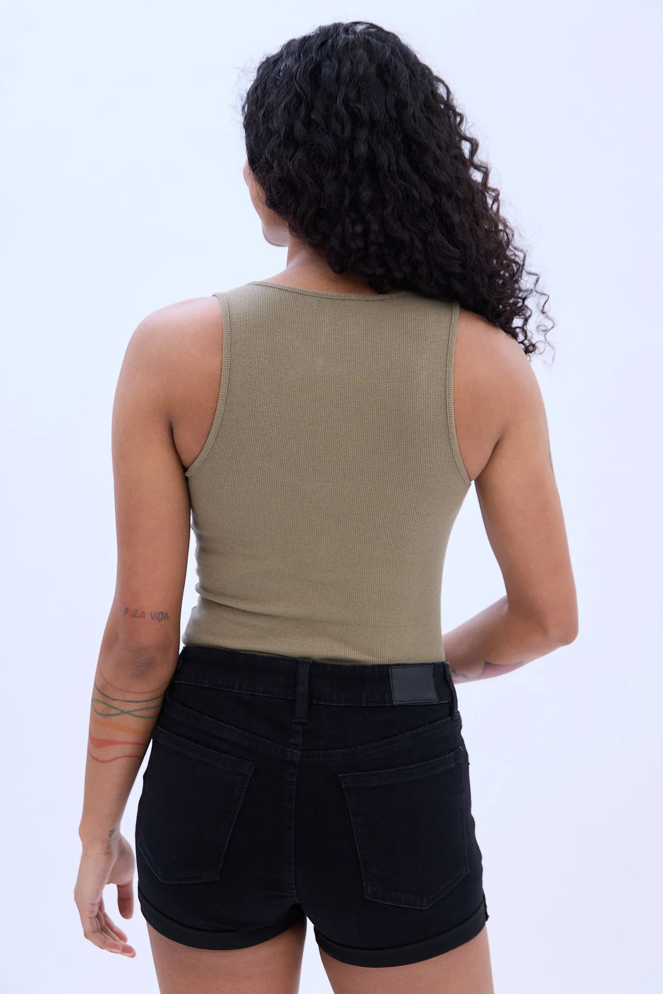 Ribbed Henley Tank Bodysuit