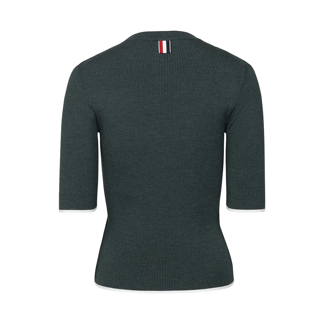 Ribbed-Knit T-Shirt with Tipping