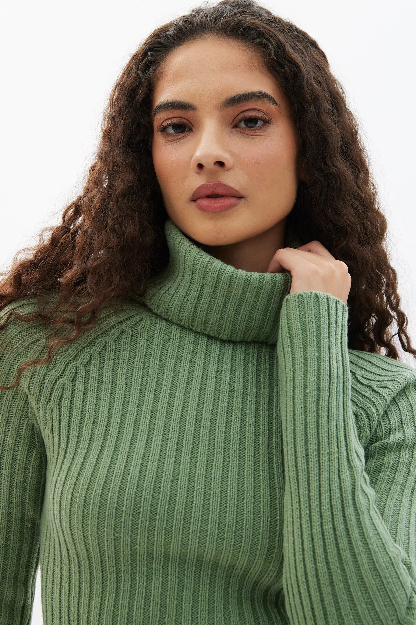 Ribbed Long Sleeve Turtleneck Sweater