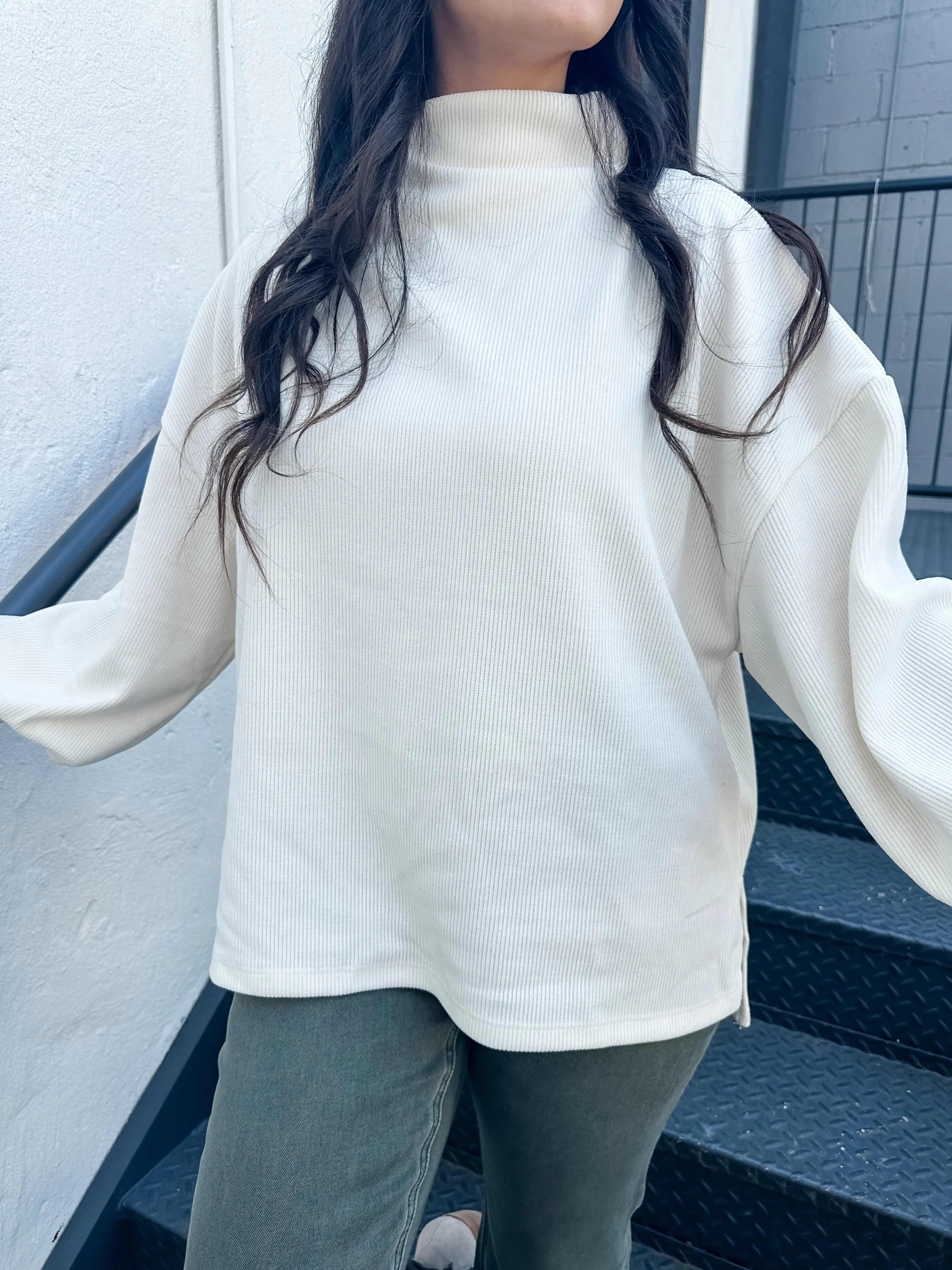 Ribbed Turtleneck Top