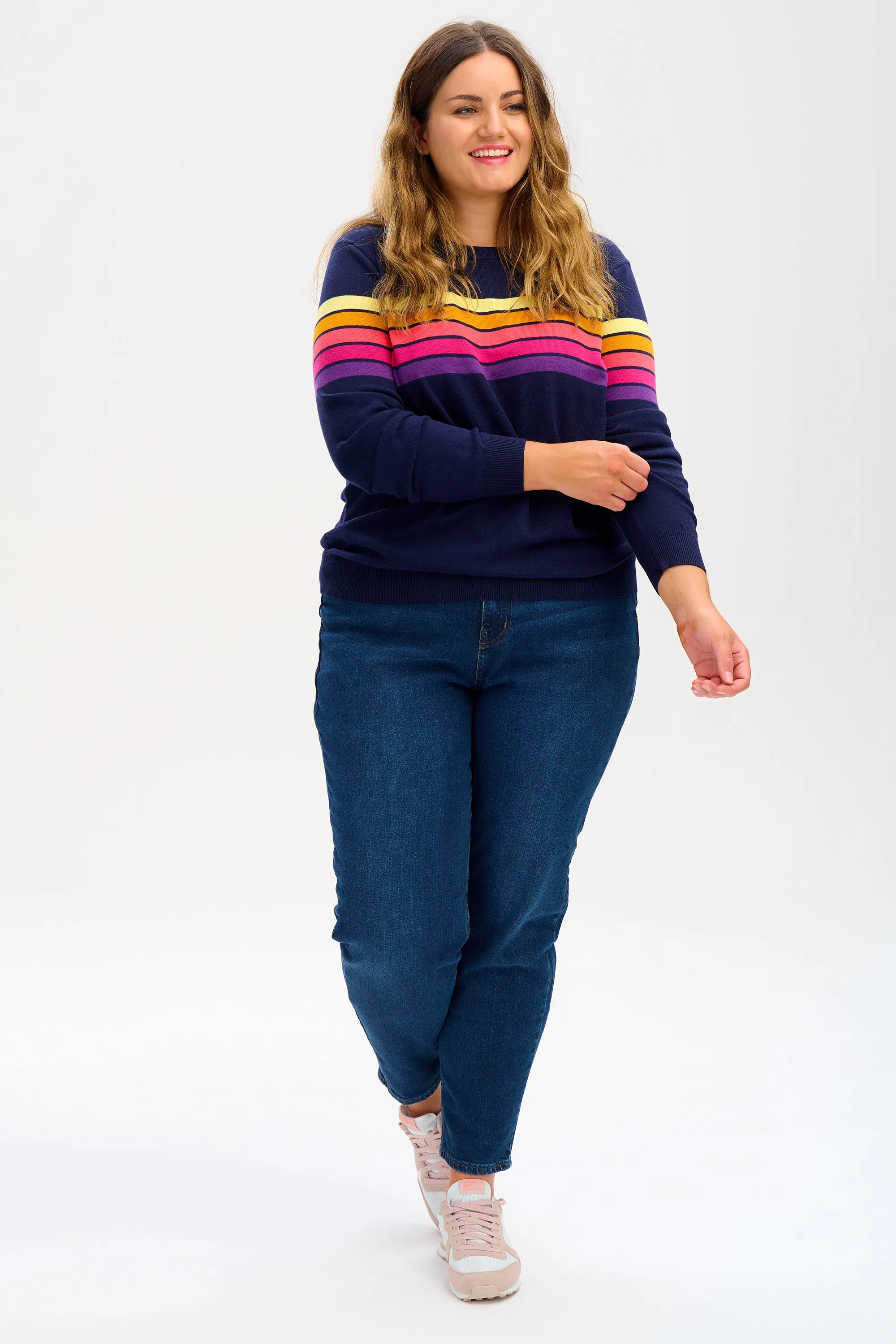 Rita Jumper - Navy, Retro Stripes