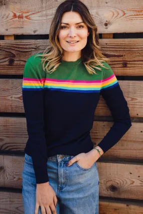 Rita Jumper - Navy/Green, Rainbow Split